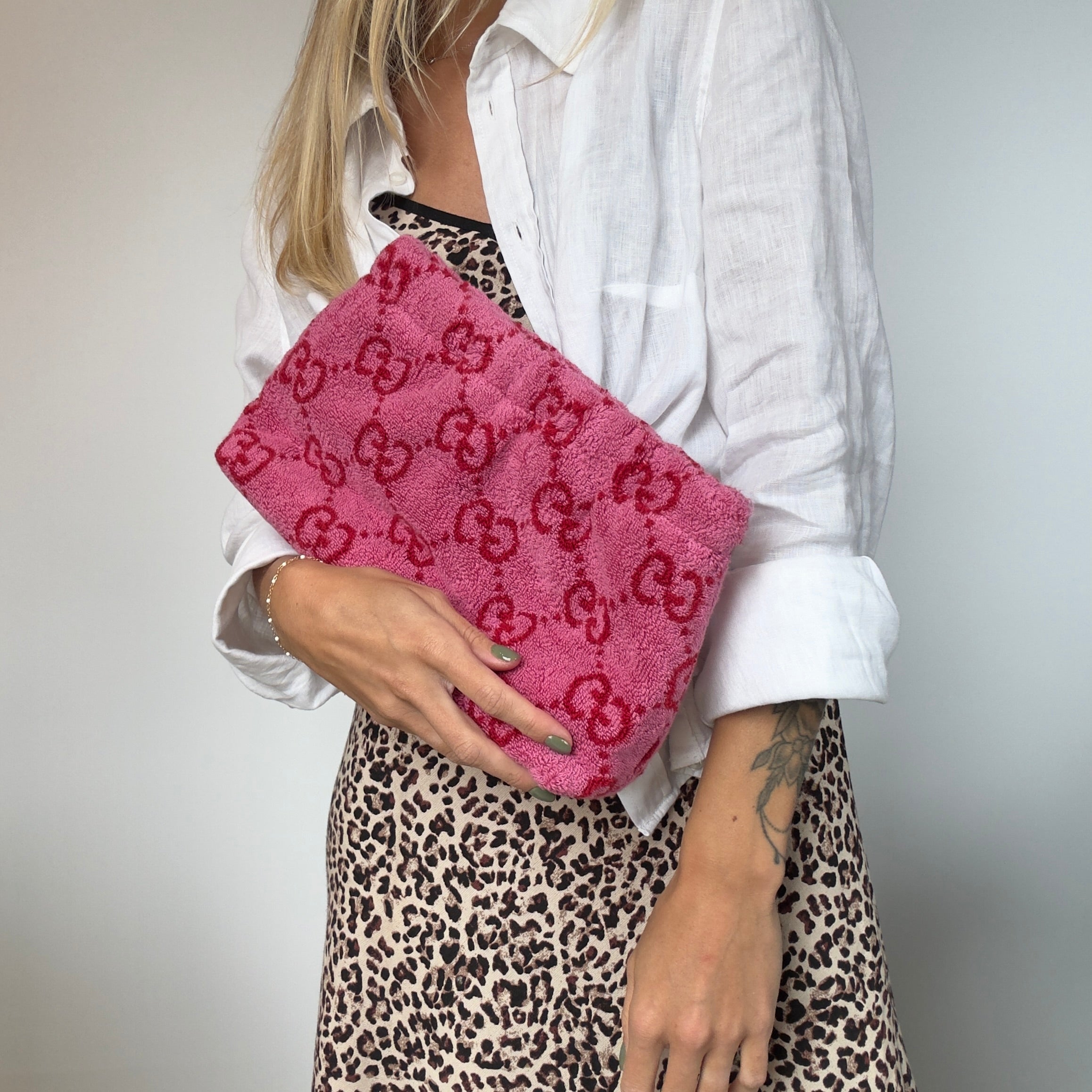 Lady Cuir x Queen May The “Ciao Bella” Towel Clutch Dark Pink - Queen May