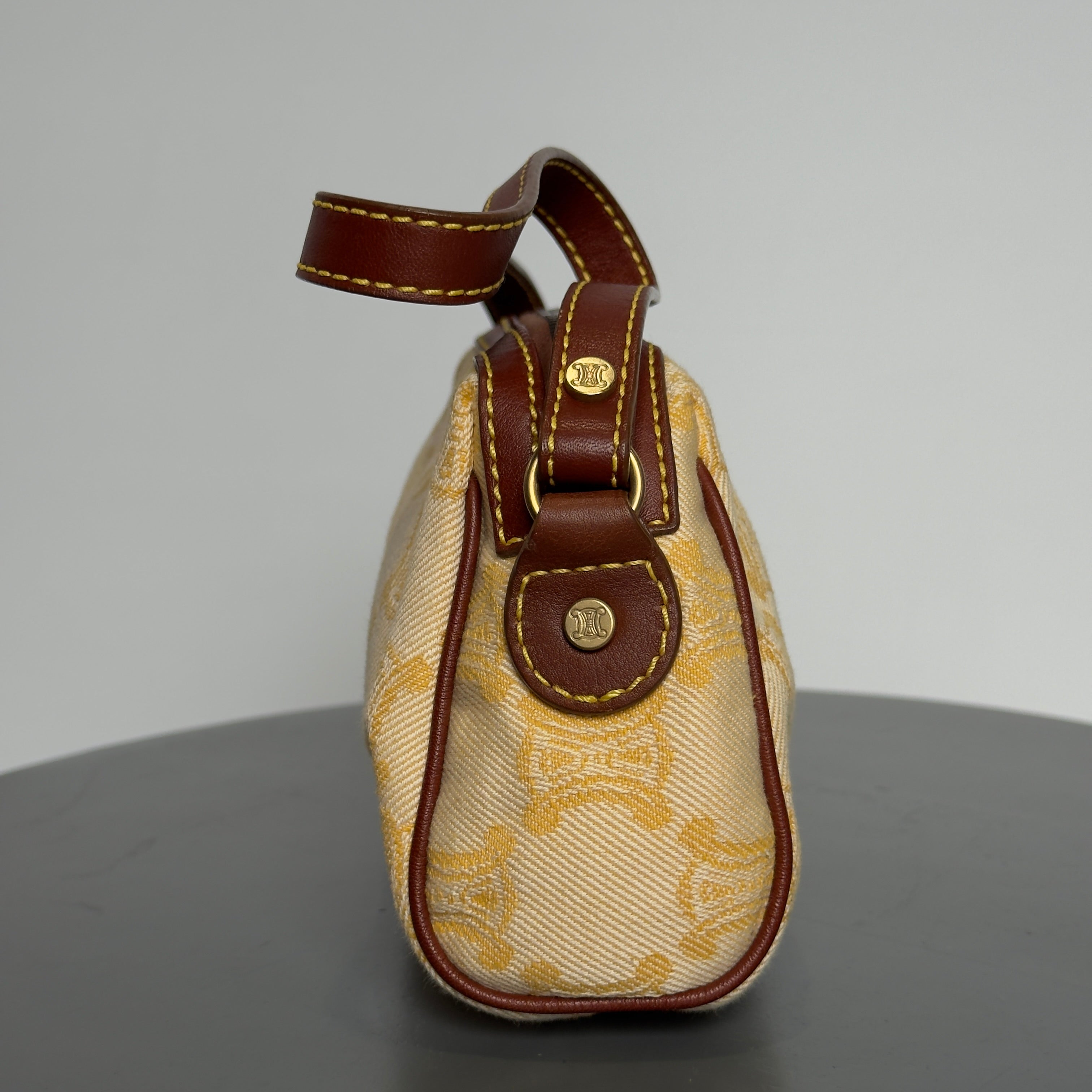Celine Butter Yellow Sac Main Toile Shoulder Bag
