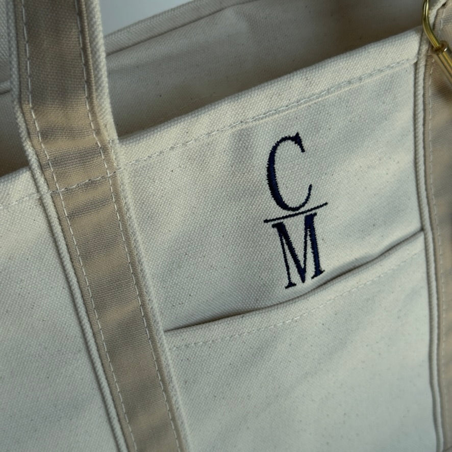 Embroidered Cape May Medium Canvas Boat Tote x Freshwater Curated Goods Bag Charms - Queen May