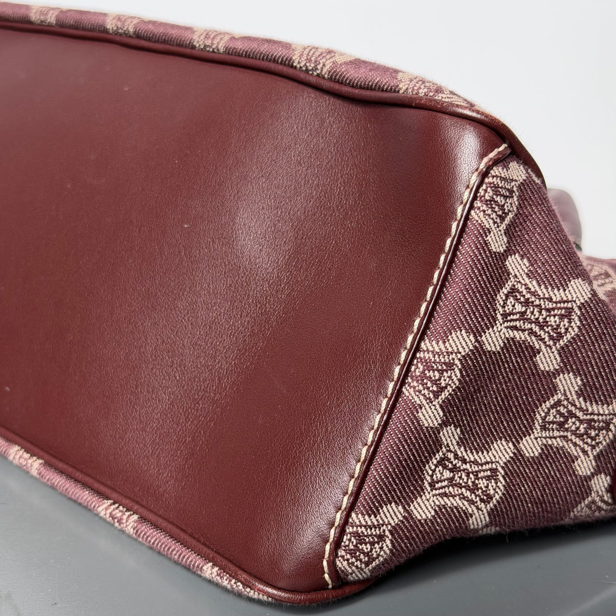 Celine Boogie Bag Triomphe Burgundy Denim - Queen May