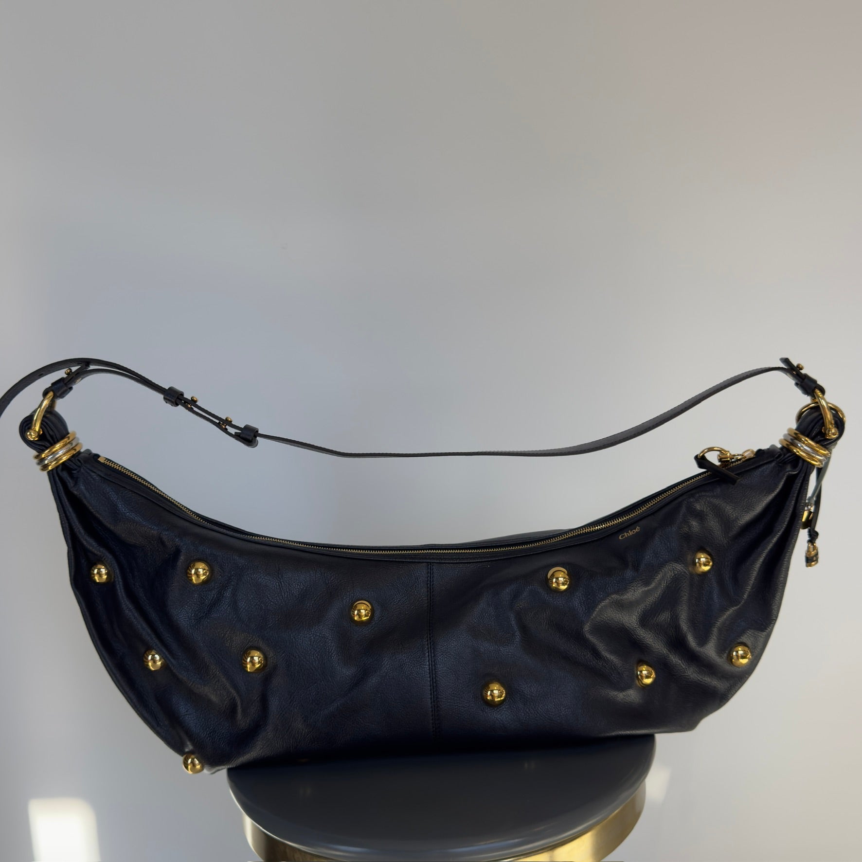Chloe Large Navy Bracelet Stud Hobo Bag - Queen May
