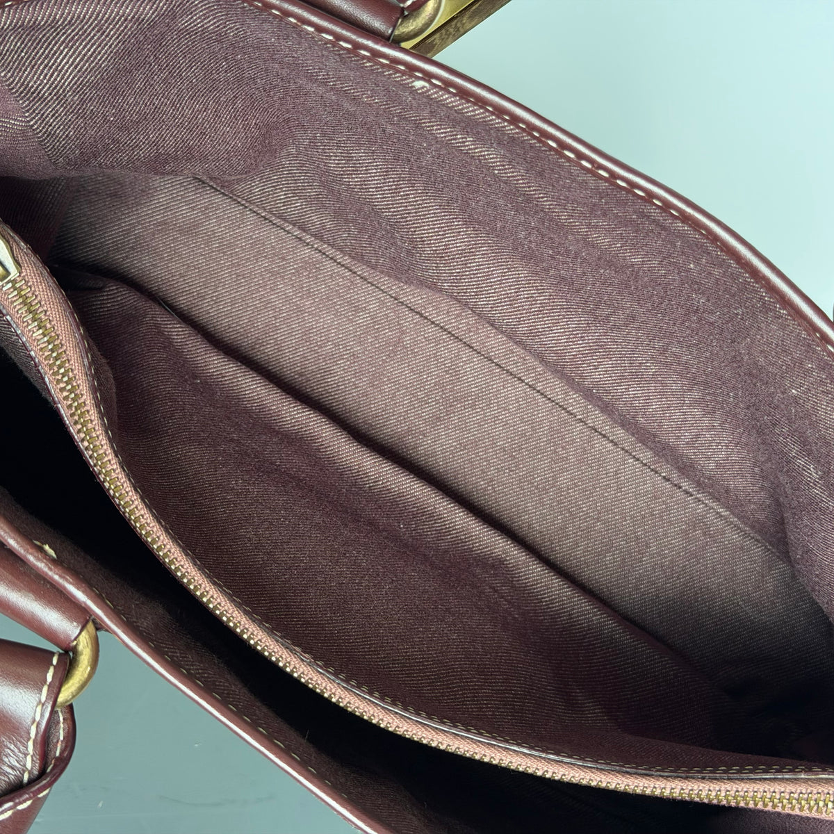 Celine Boogie Bag Triomphe Burgundy Denim - Queen May