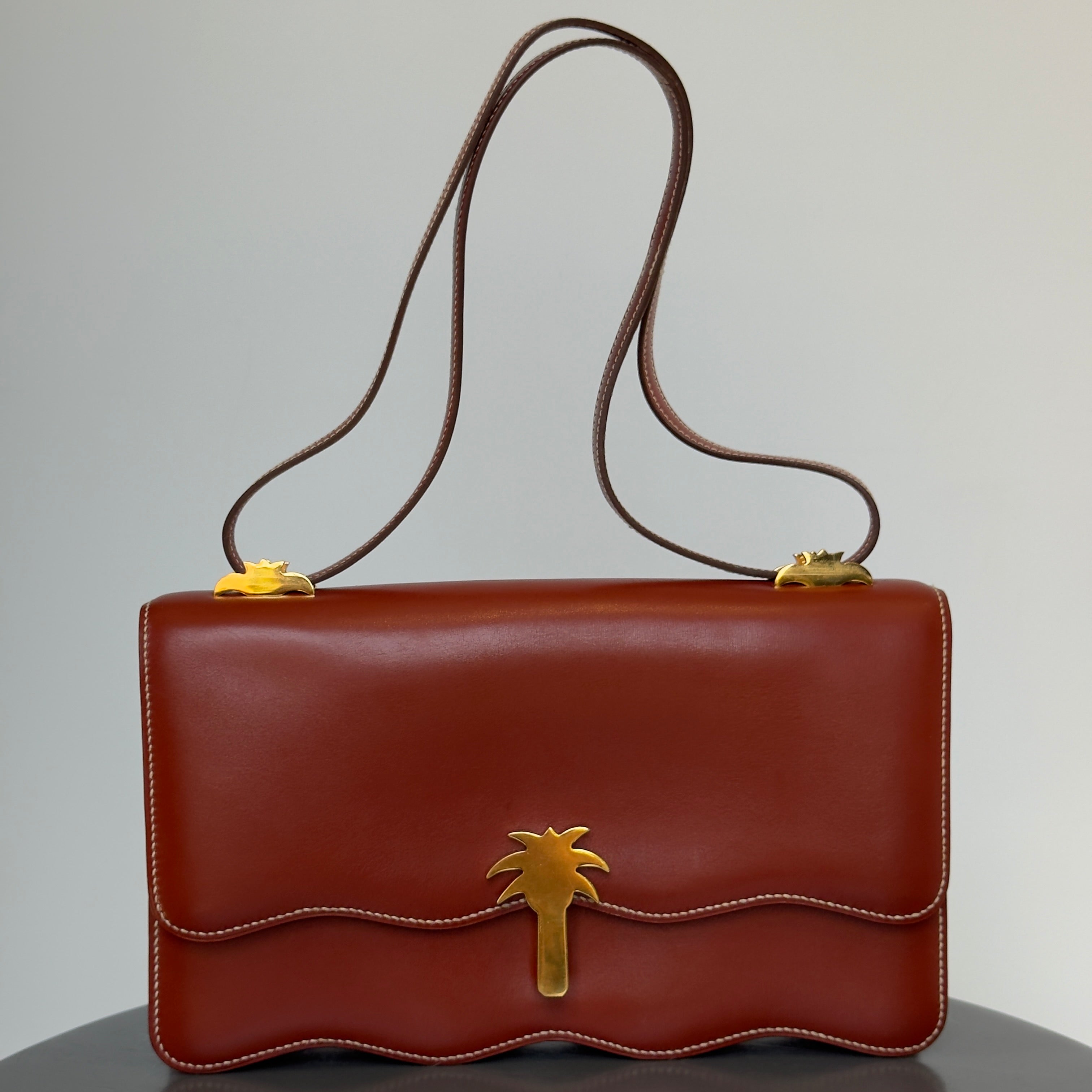 Hermes Rare 1988 Palm Tree Shoulder Bag