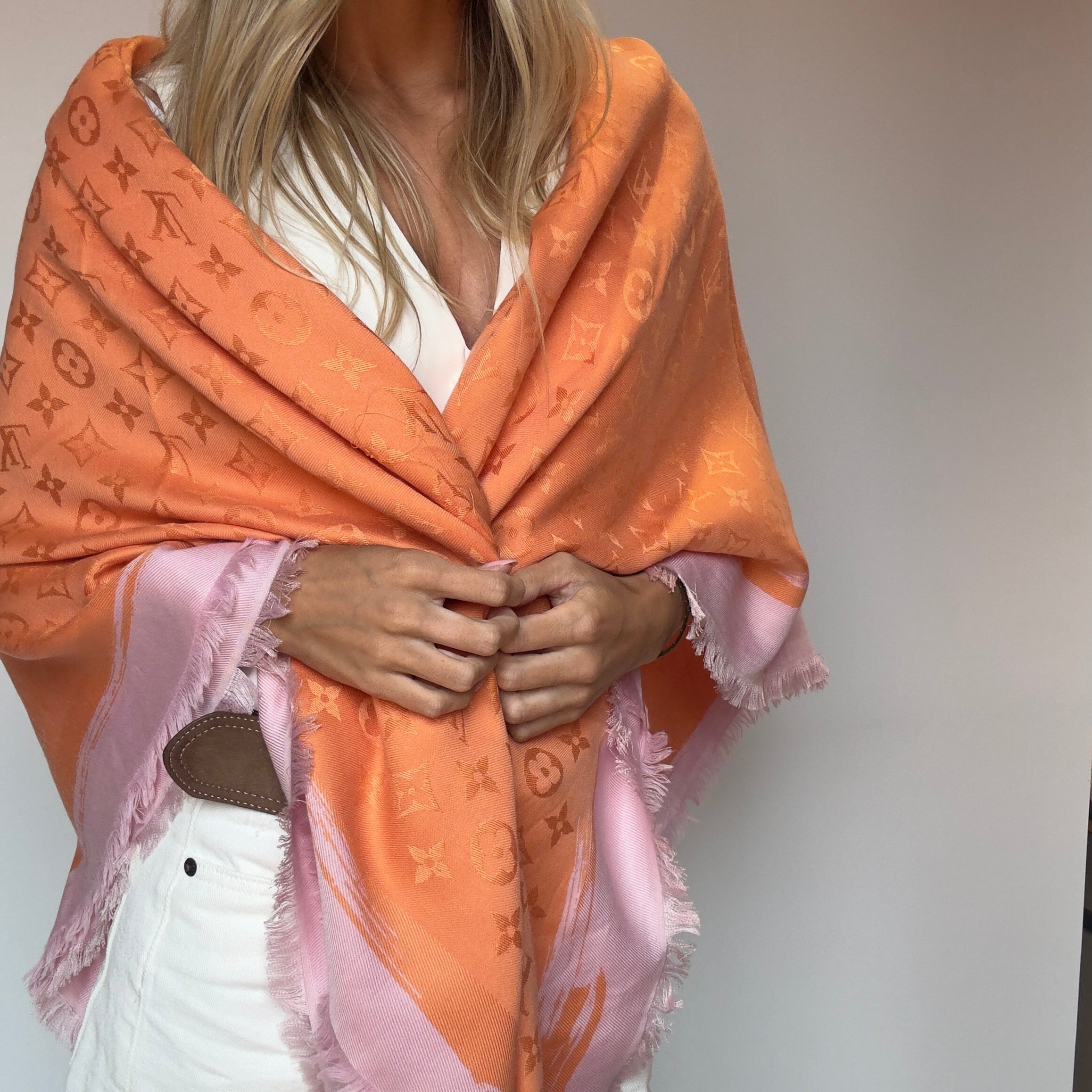 Louis Vuitton Orange and Pink Shawl