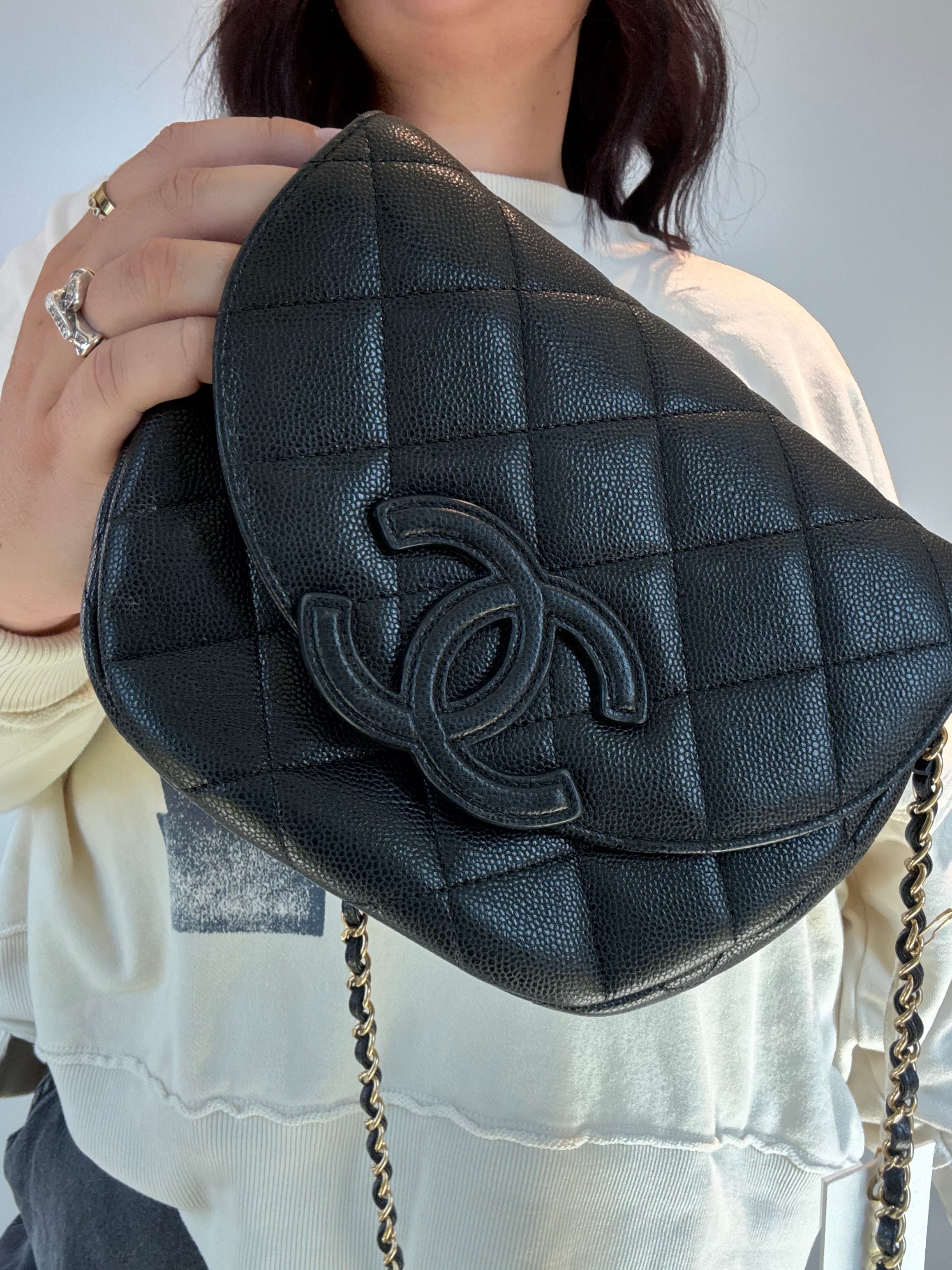 Chanel Half Circle Flap Black Caviar - Queen May