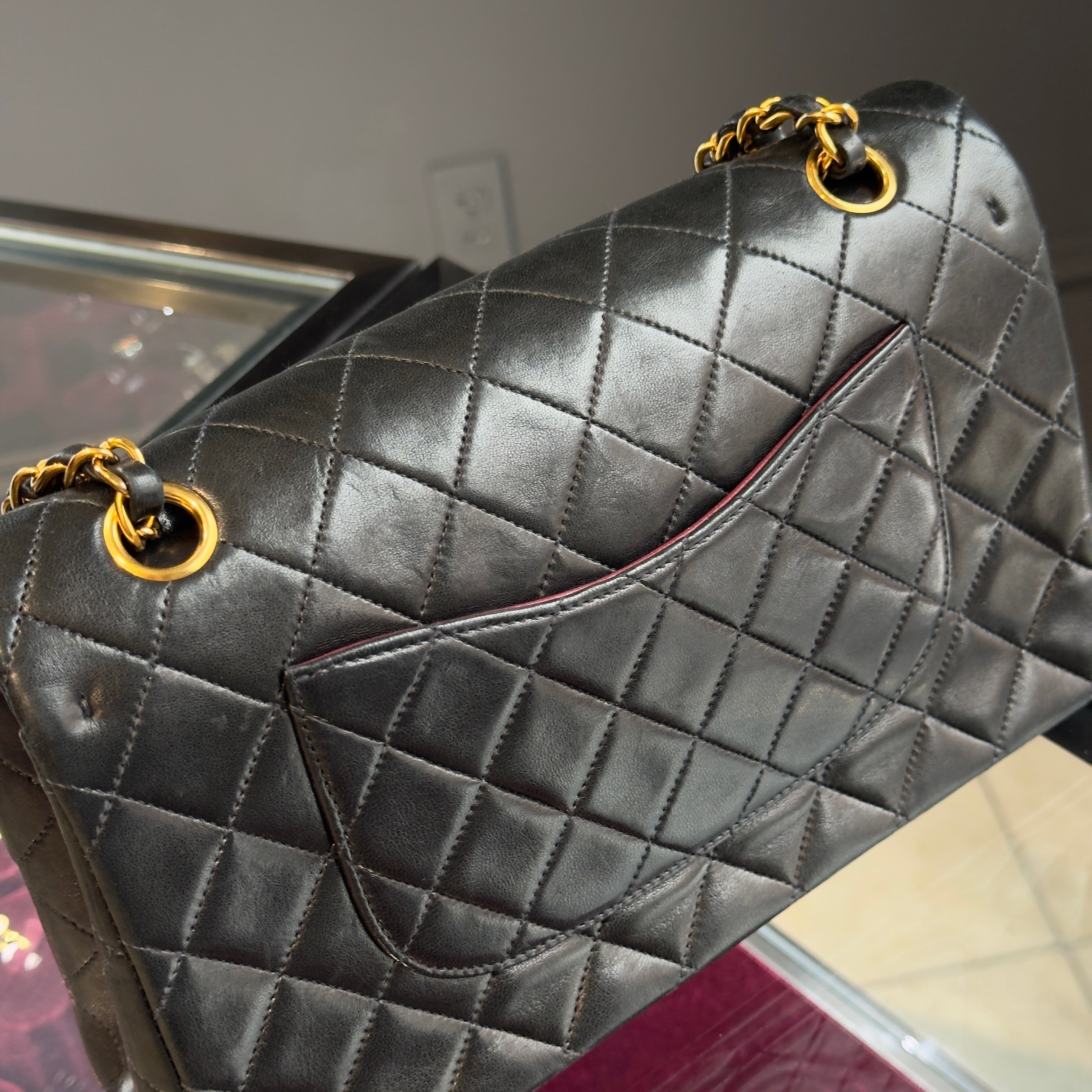 Vintage Chanel Medium Double Flap Lambskin Black - Queen May