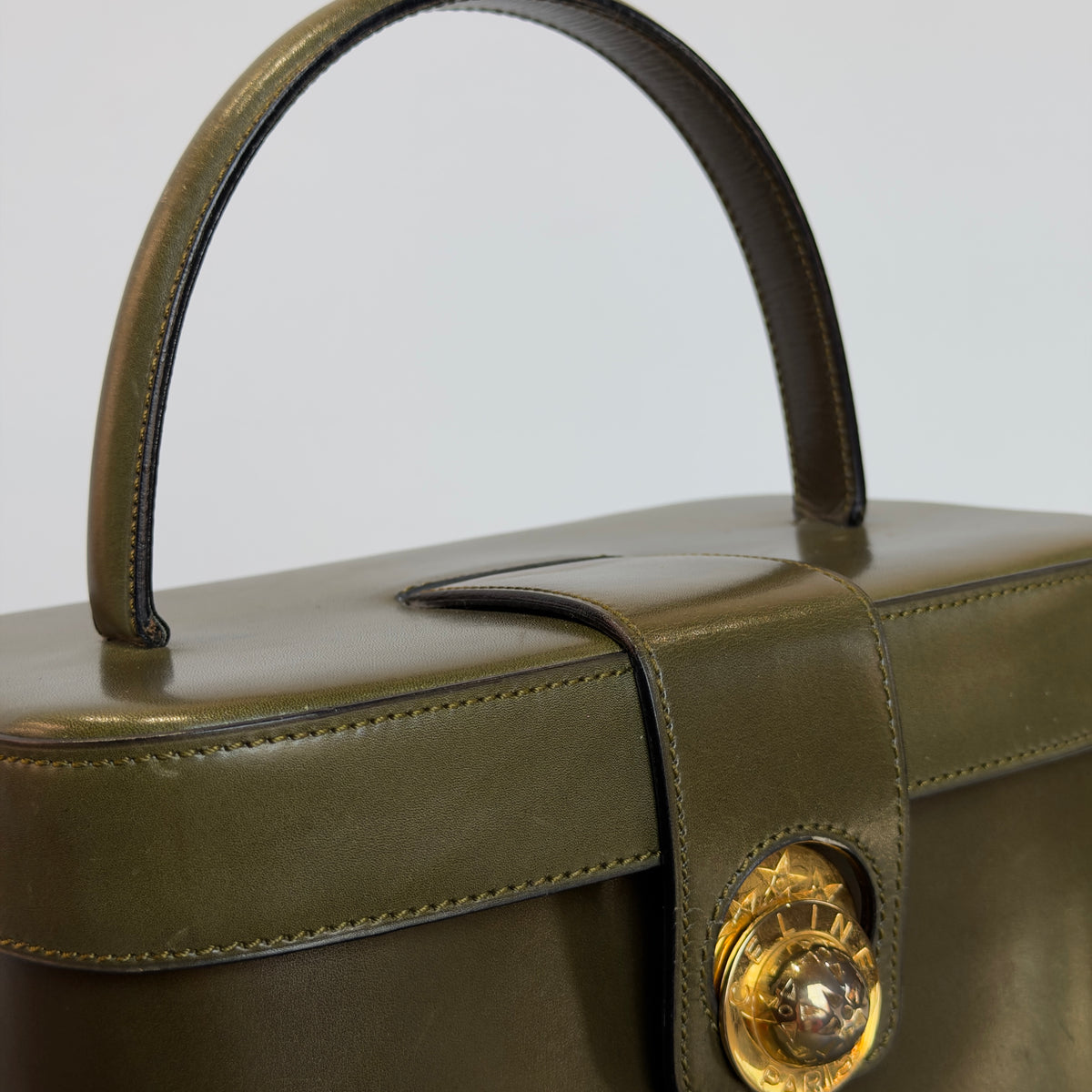 Vintage Celine Starball Vanity Bag Khaki Green
