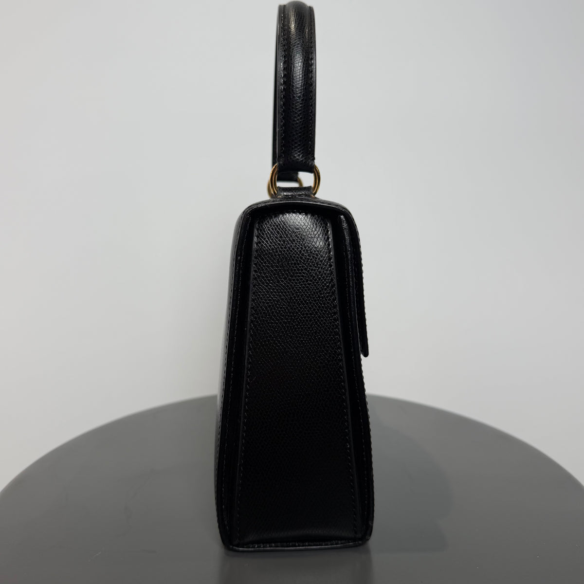Vintage Celine Top Handle Black Leather Bag