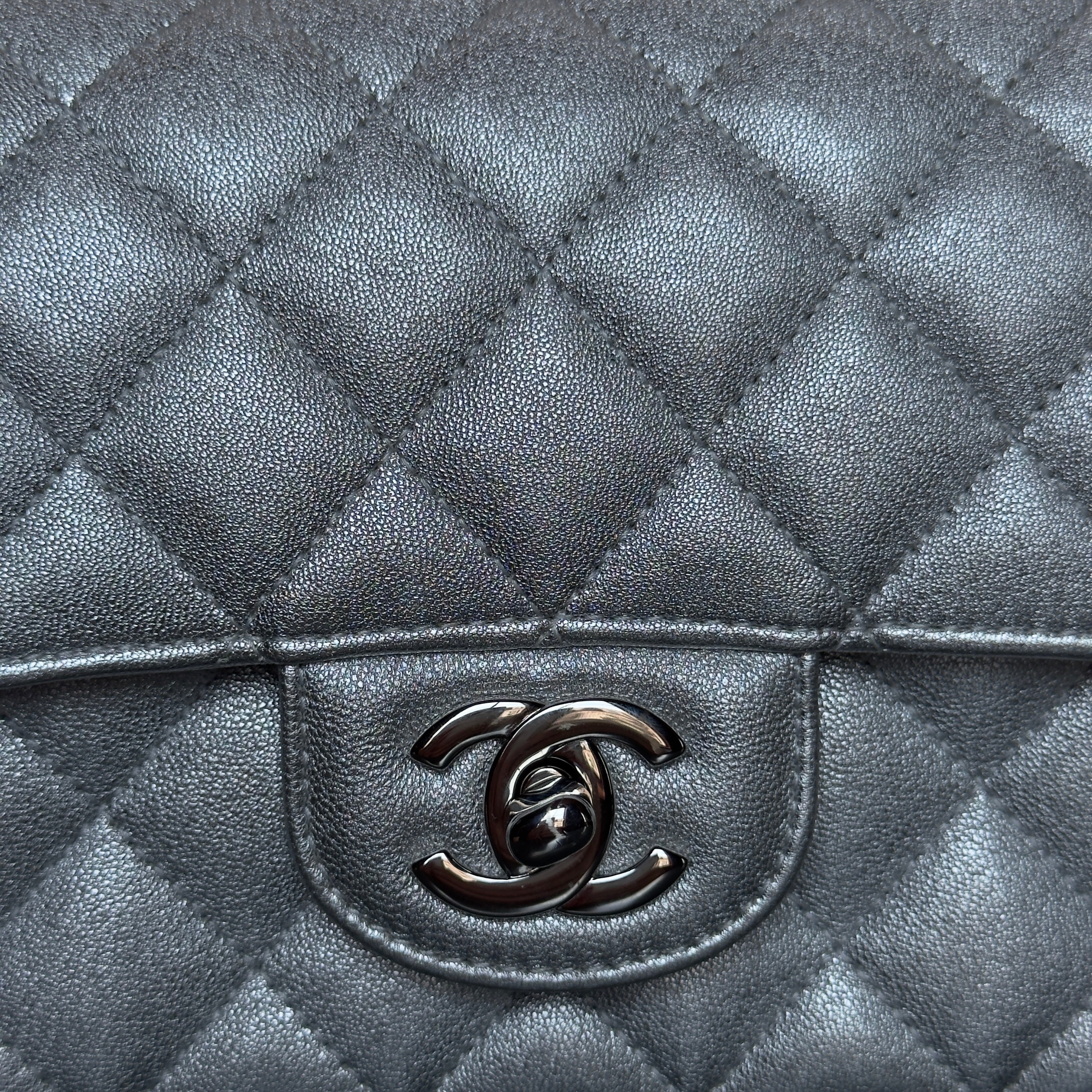 Chanel Metallic Rectangular Flap Silver - Queen May