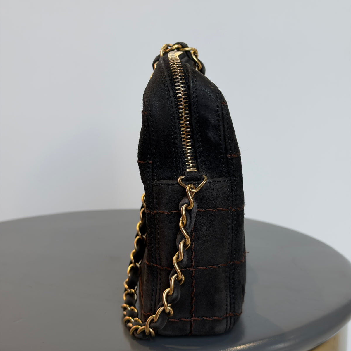 Chanel Suede Square Stitch Shoulder Bag