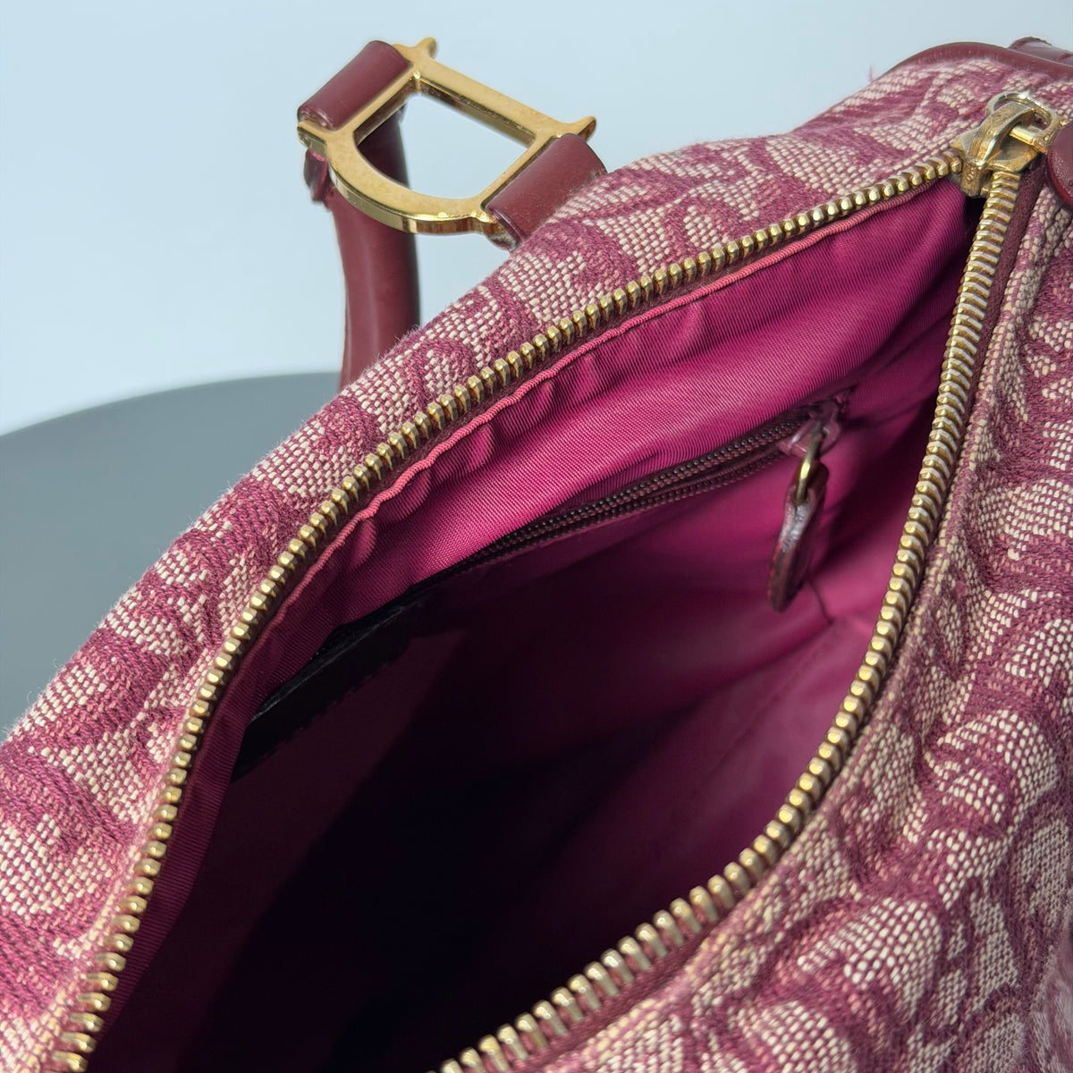 Christian Dior Monogram Boston Bag Red