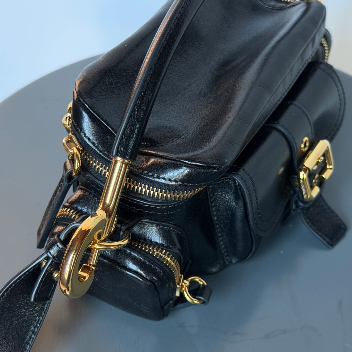 Chloe Mini Black Leather Camera Bag - Queen May