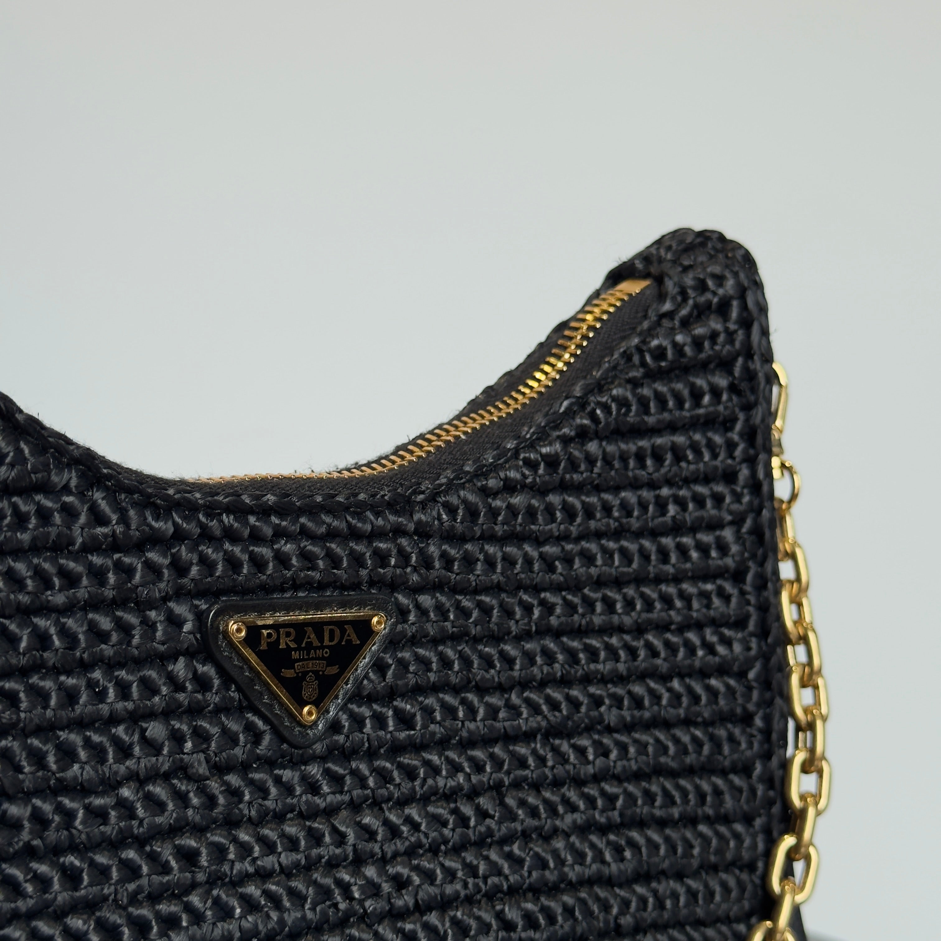 Prada Saffiano Black Raffia