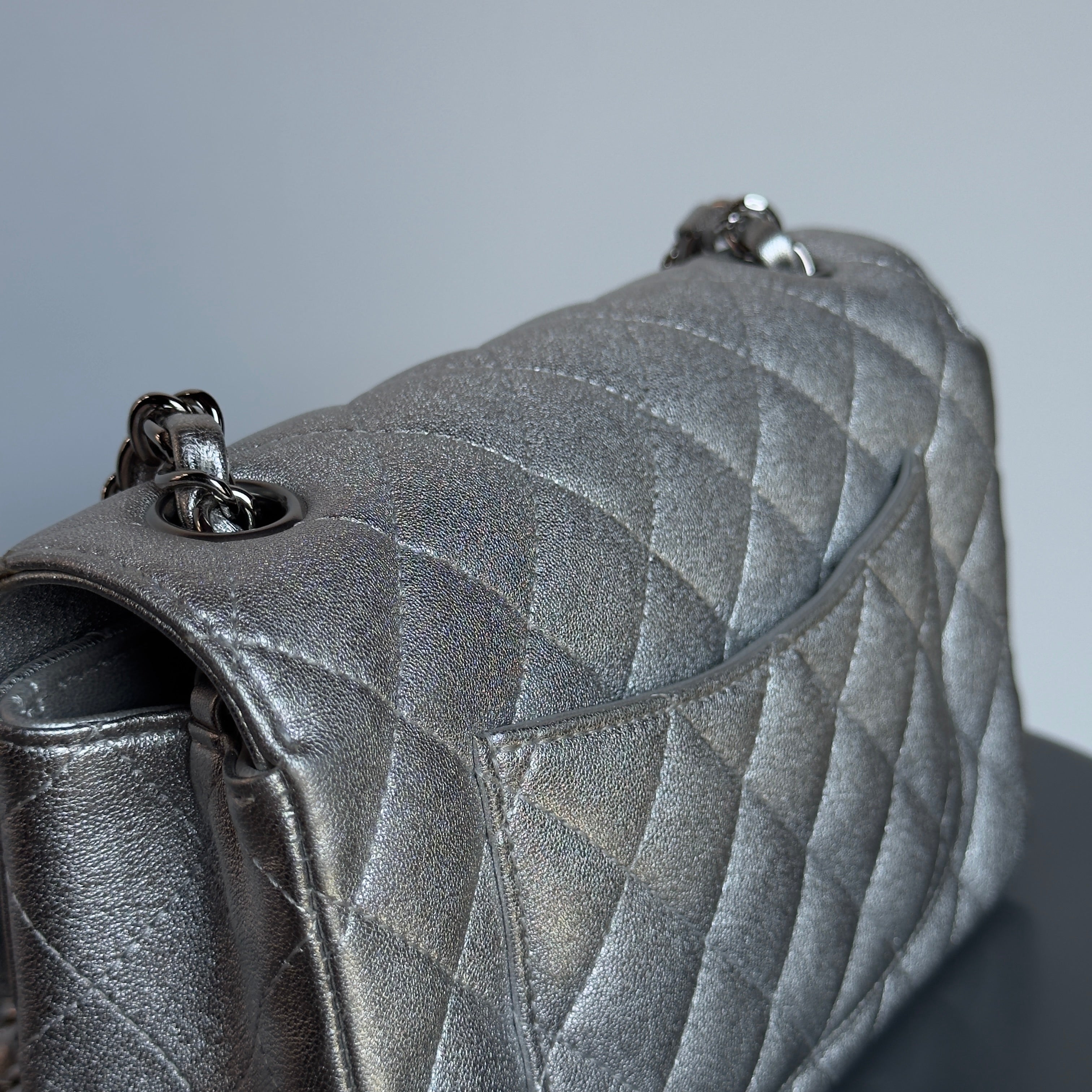 Chanel Metallic Rectangular Flap Silver - Queen May