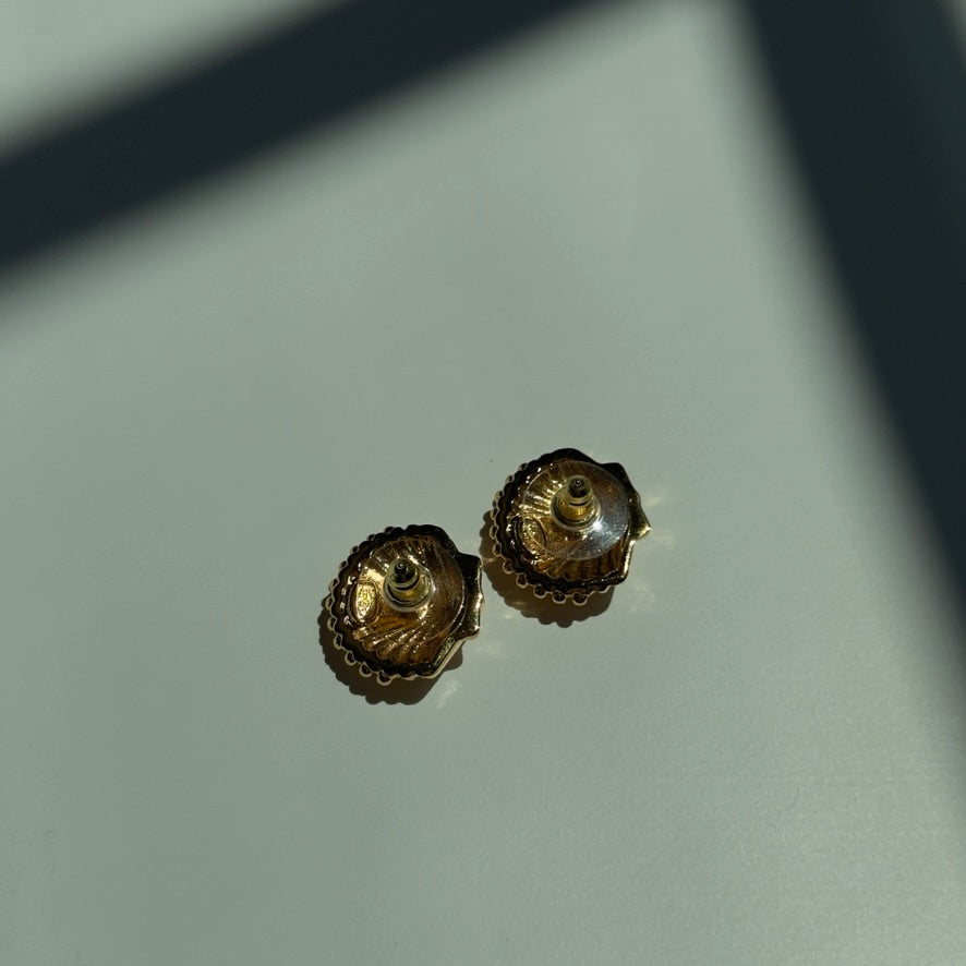 Chanel Crystal CC Shell Stud Earrings - Queen May