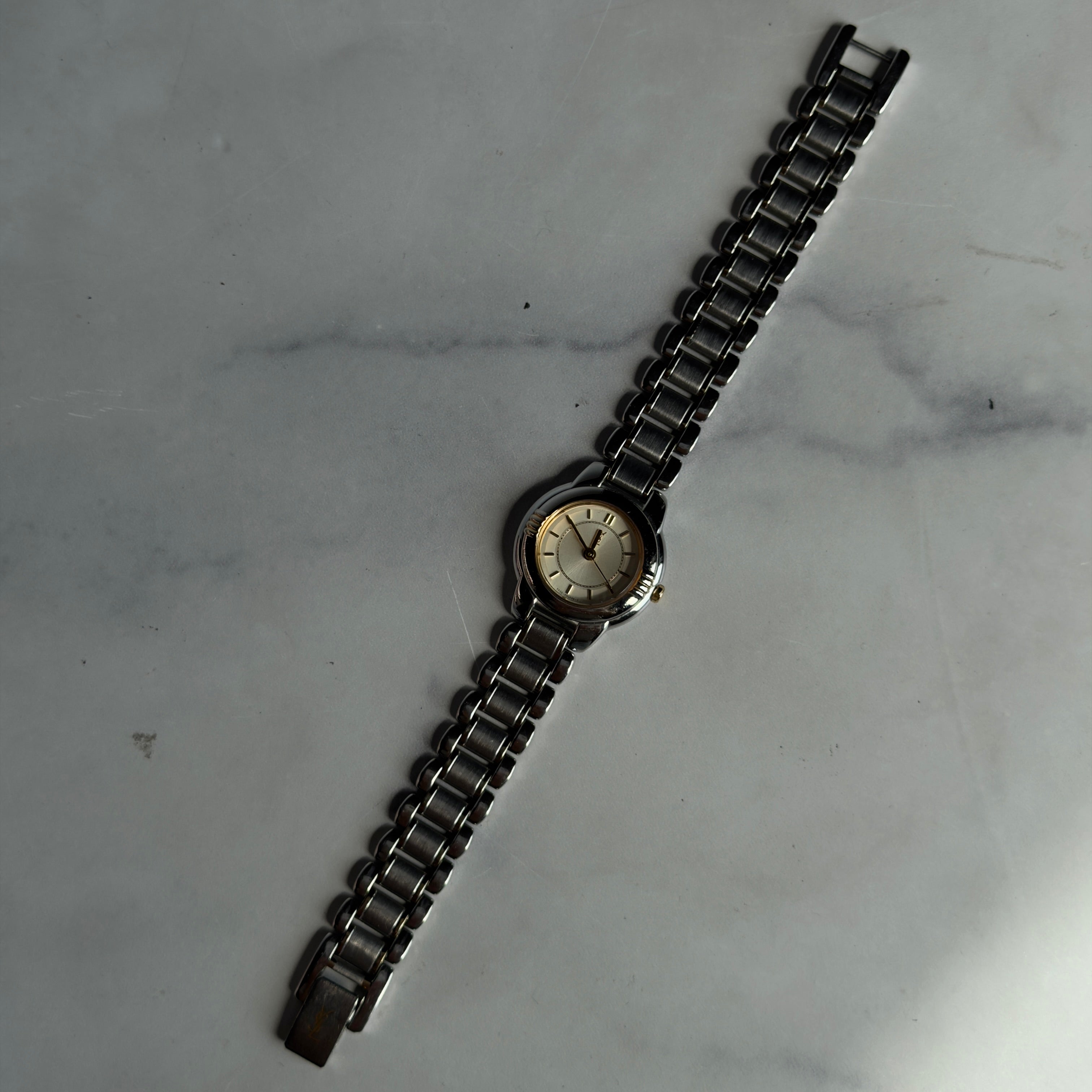 Vintage Yves Saint Laurent Two Tone Round Watch