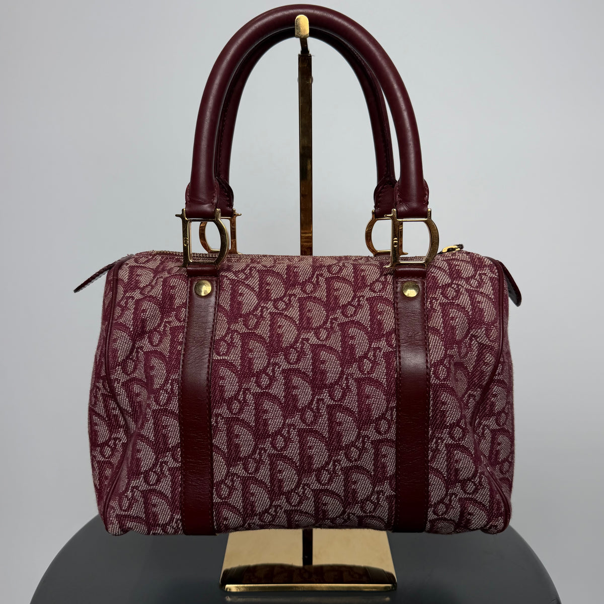 Christian Dior Monogram Boston Bag Red