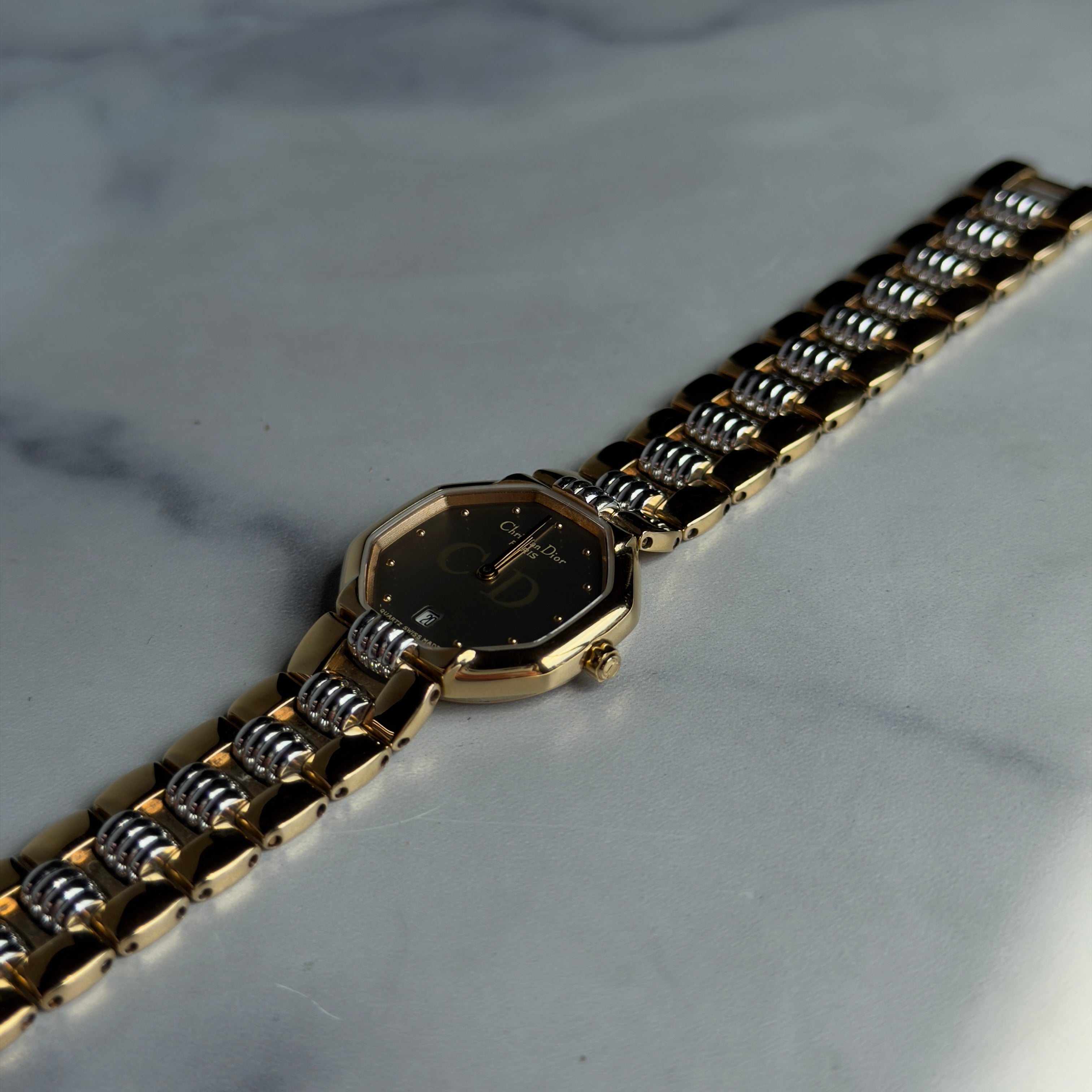 Christian Dior Two Tone Octagon Watch