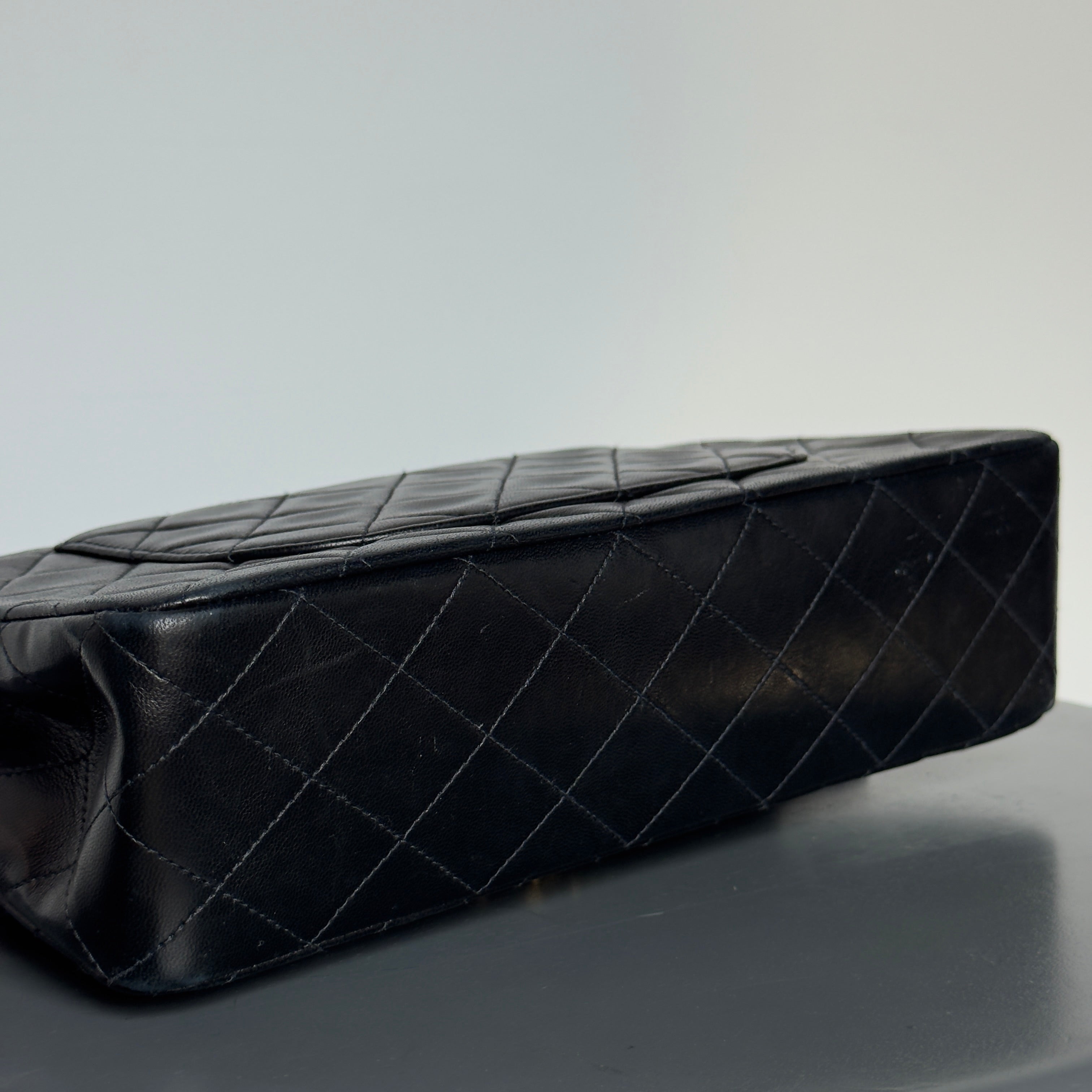 Vintage Chanel Medium Lambskin Double Flap Black - Queen May