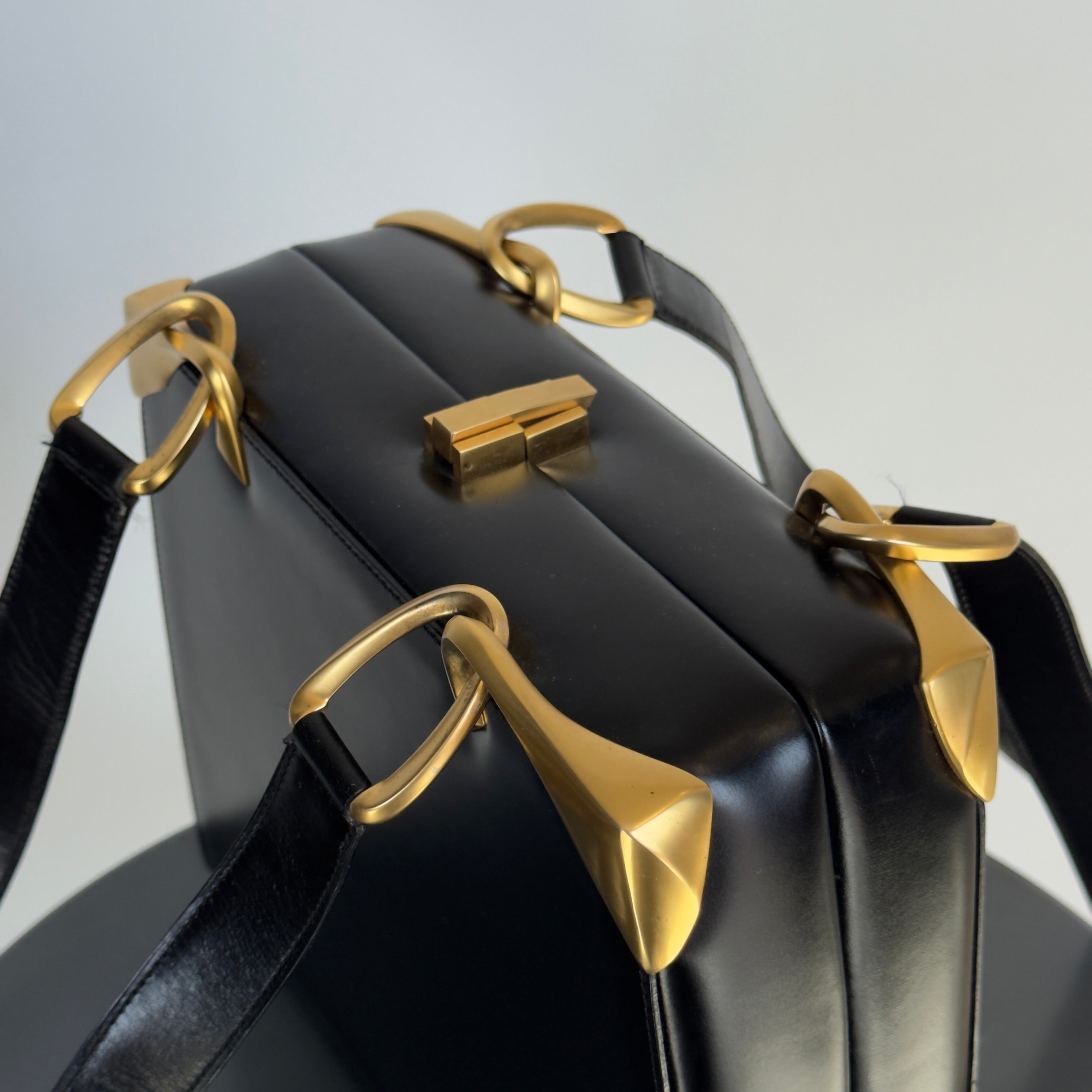 Celine Leather Shoulder Bag Matte Black - Queen May