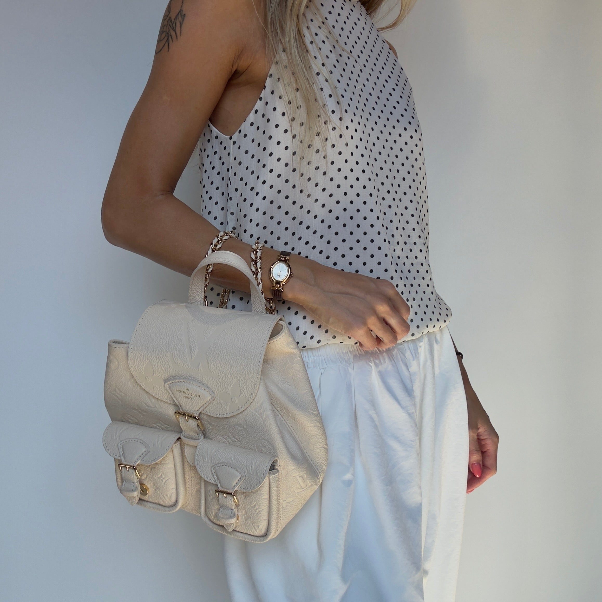 Louis Vuitton Monogram Empreinte Backpack Cream - Queen May