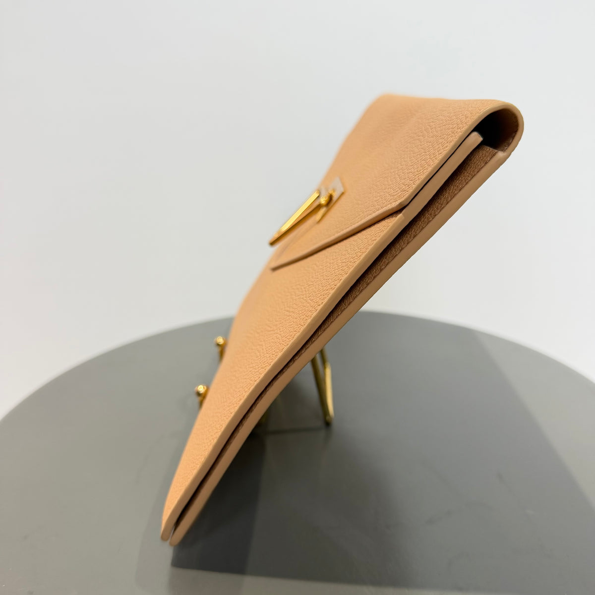 Bottega Veneta Grained Leather Clutch Tan