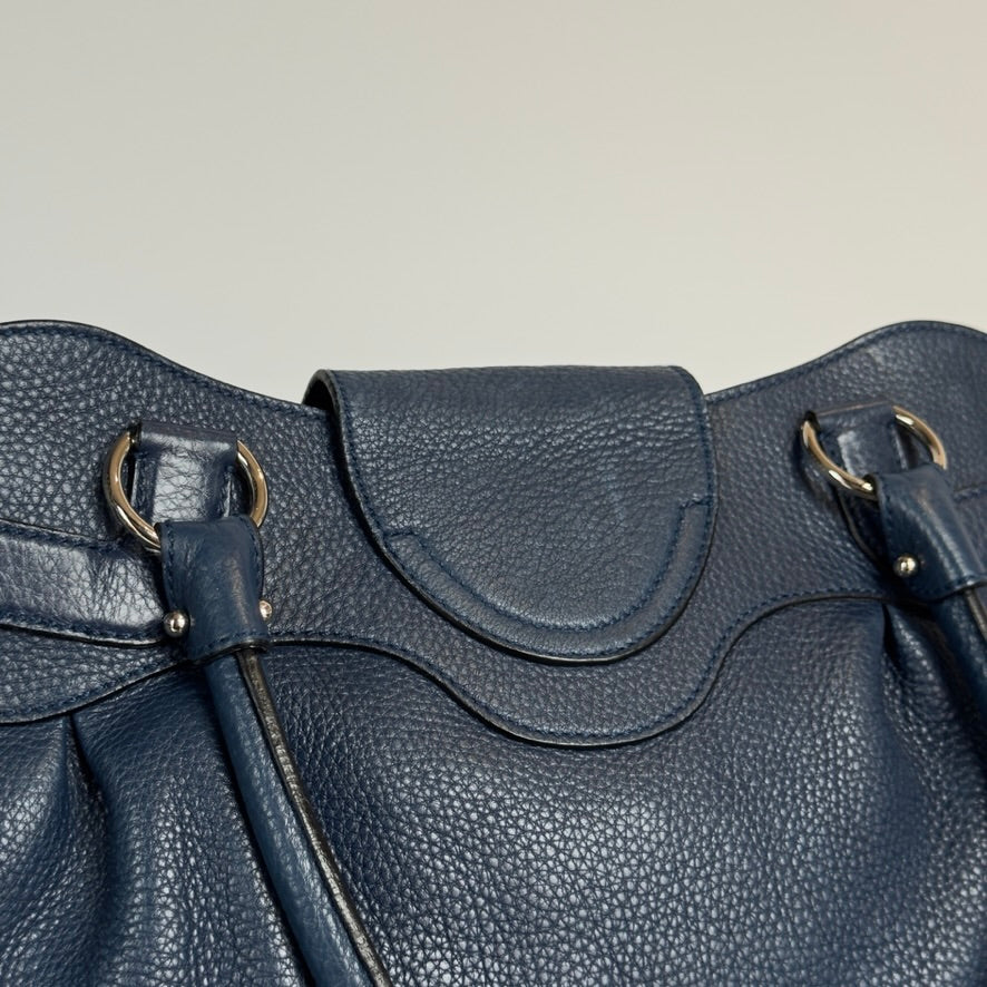 Salvatore Ferragamo Navy Gancini Marisa 21 Handbag - Queen May