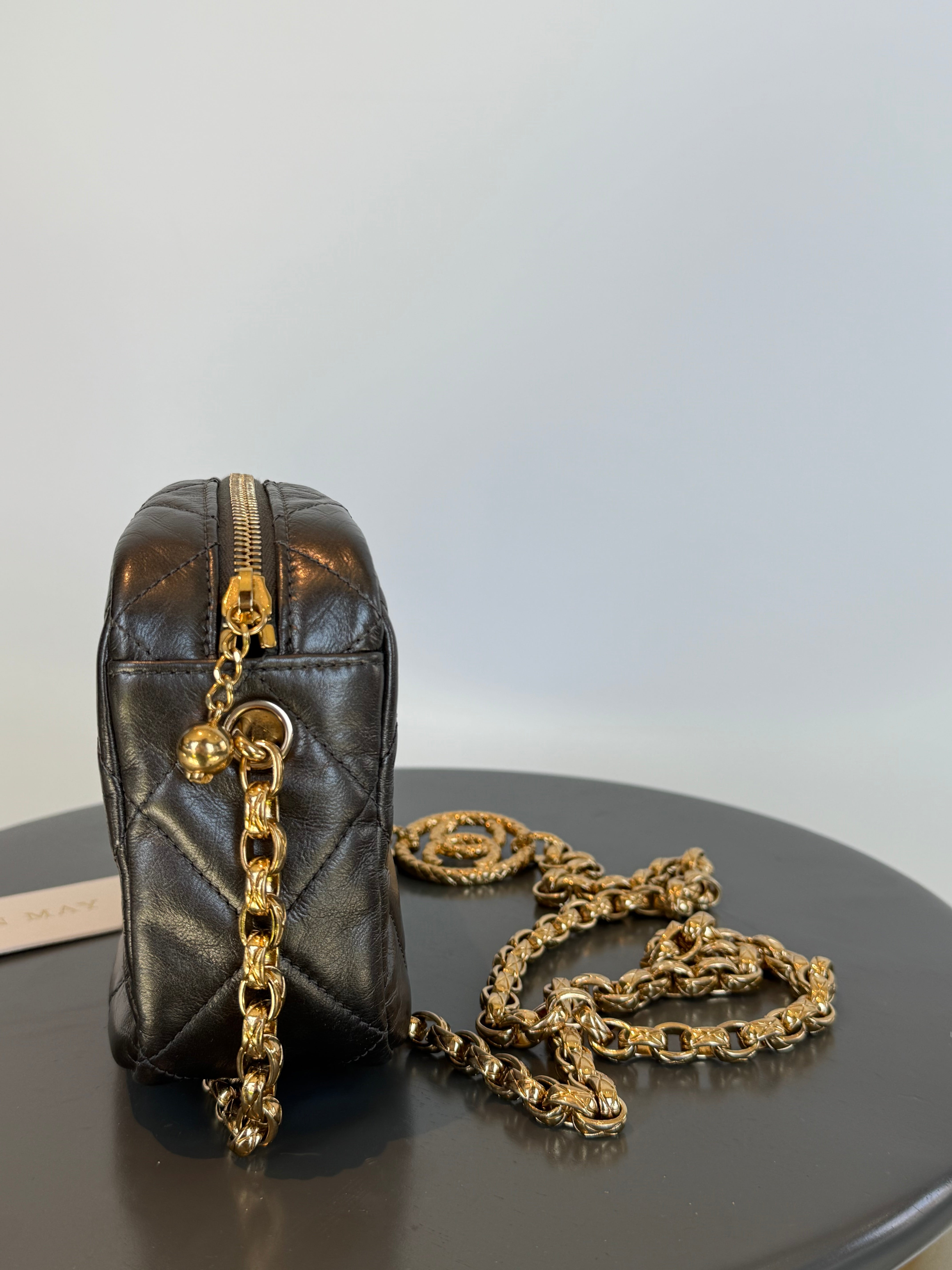 Chanel Pearl Medallion Camera Case Quilted Calfskin Mini - Queen May