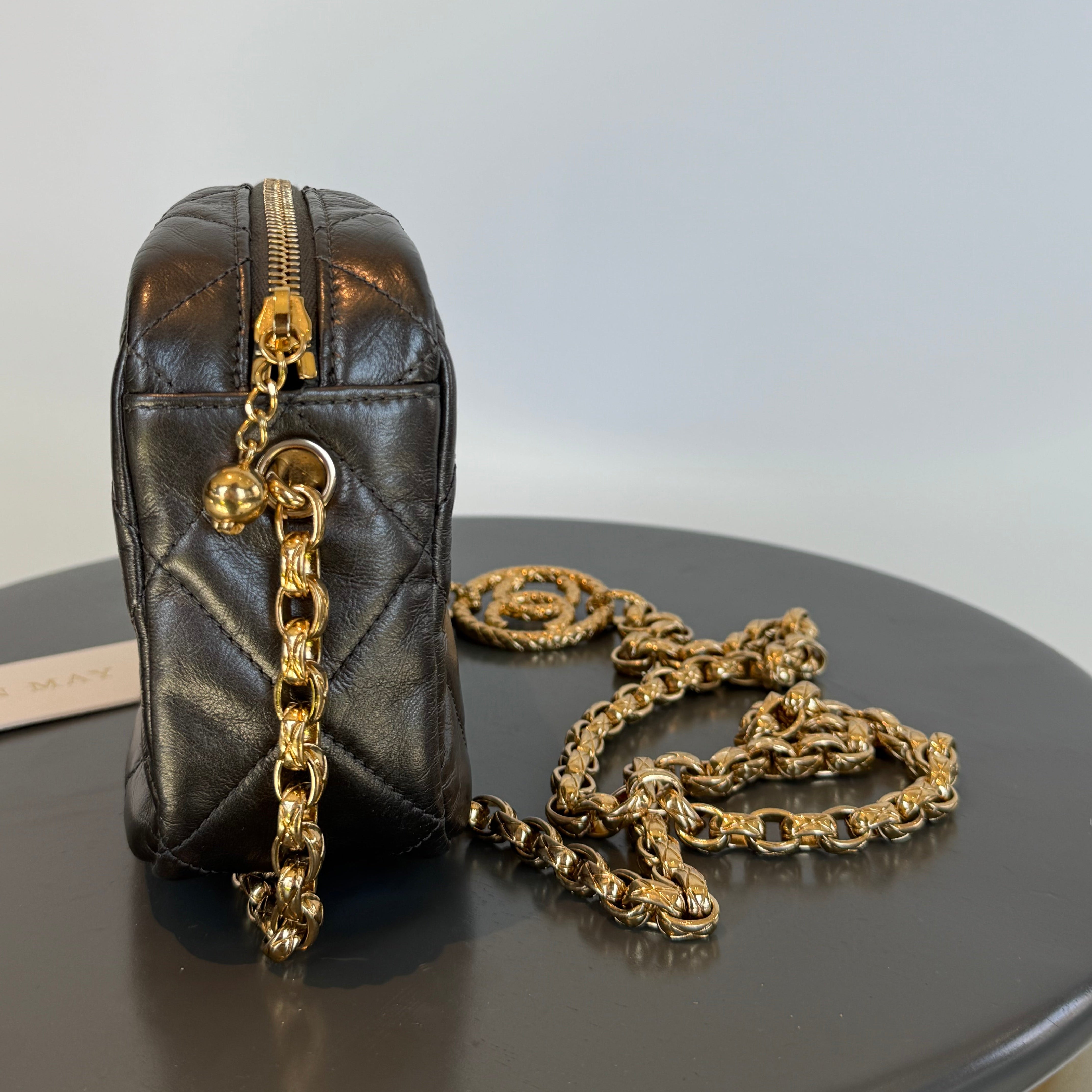 Chanel Pearl Medallion Camera Case Quilted Calfskin Mini - Queen May