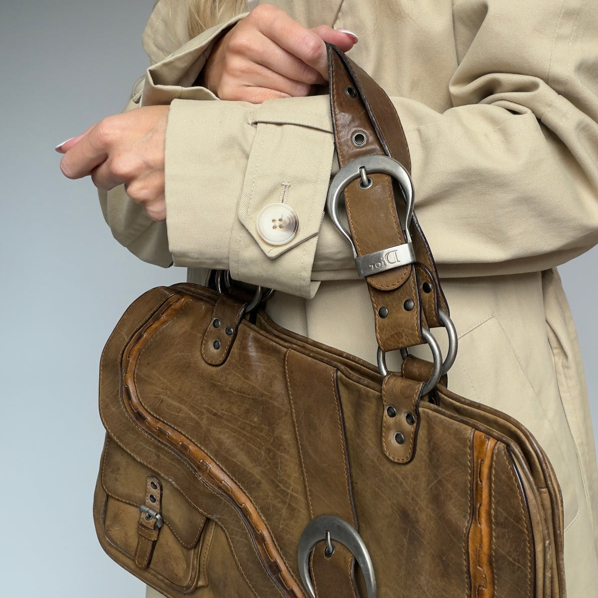 Christian Dior Leather Gauche Saddle Bag