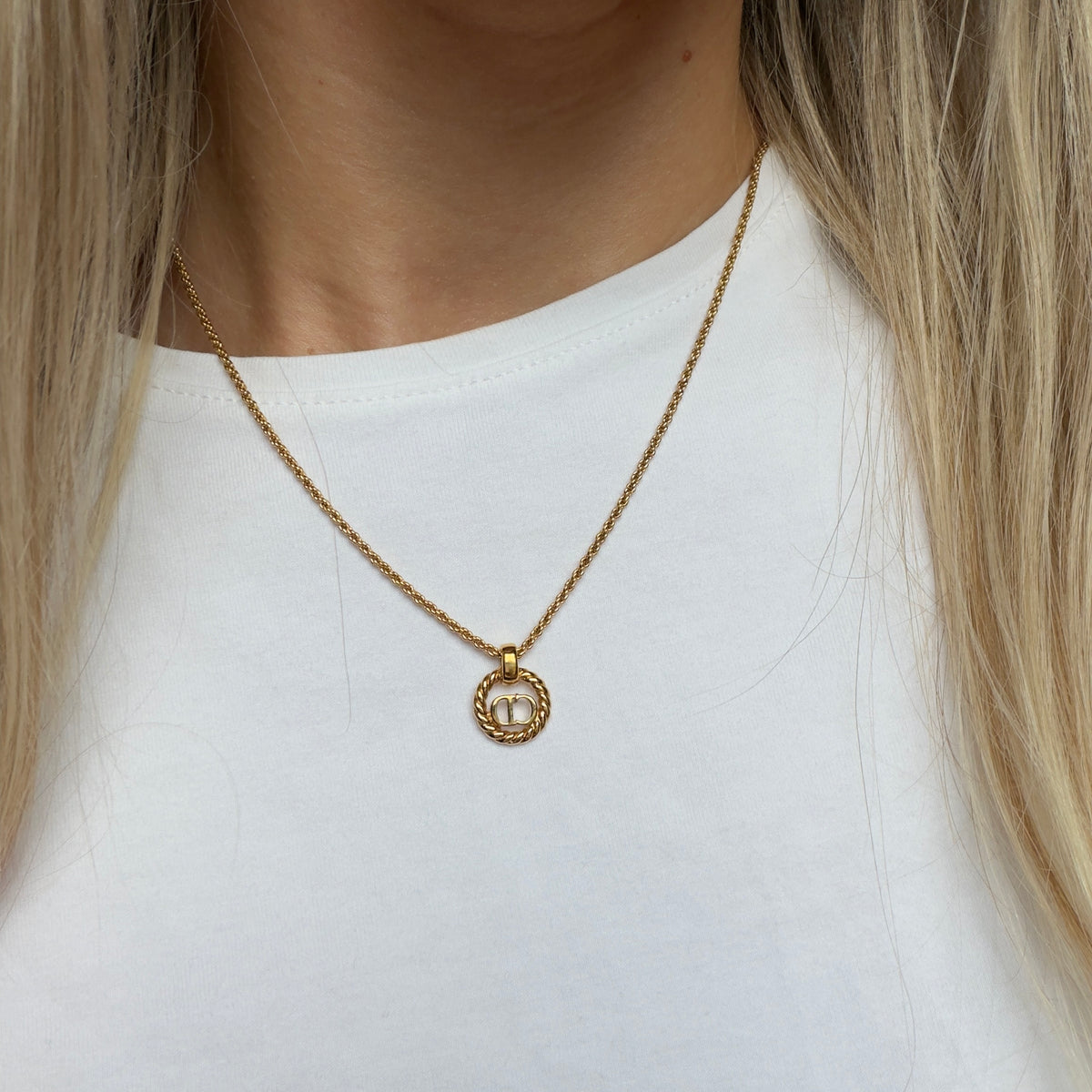 Vintage Christian Dior Braided CD Logo Necklaces