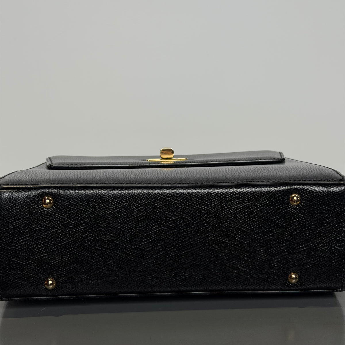 Vintage Celine Top Handle Black Leather Bag