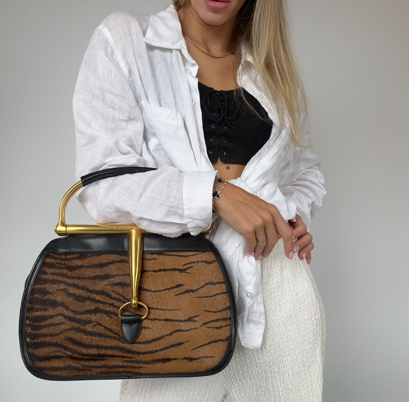 Ultra Rare Vintage Gucci Snafflebit Bag With Ponyhair Detail - Queen May