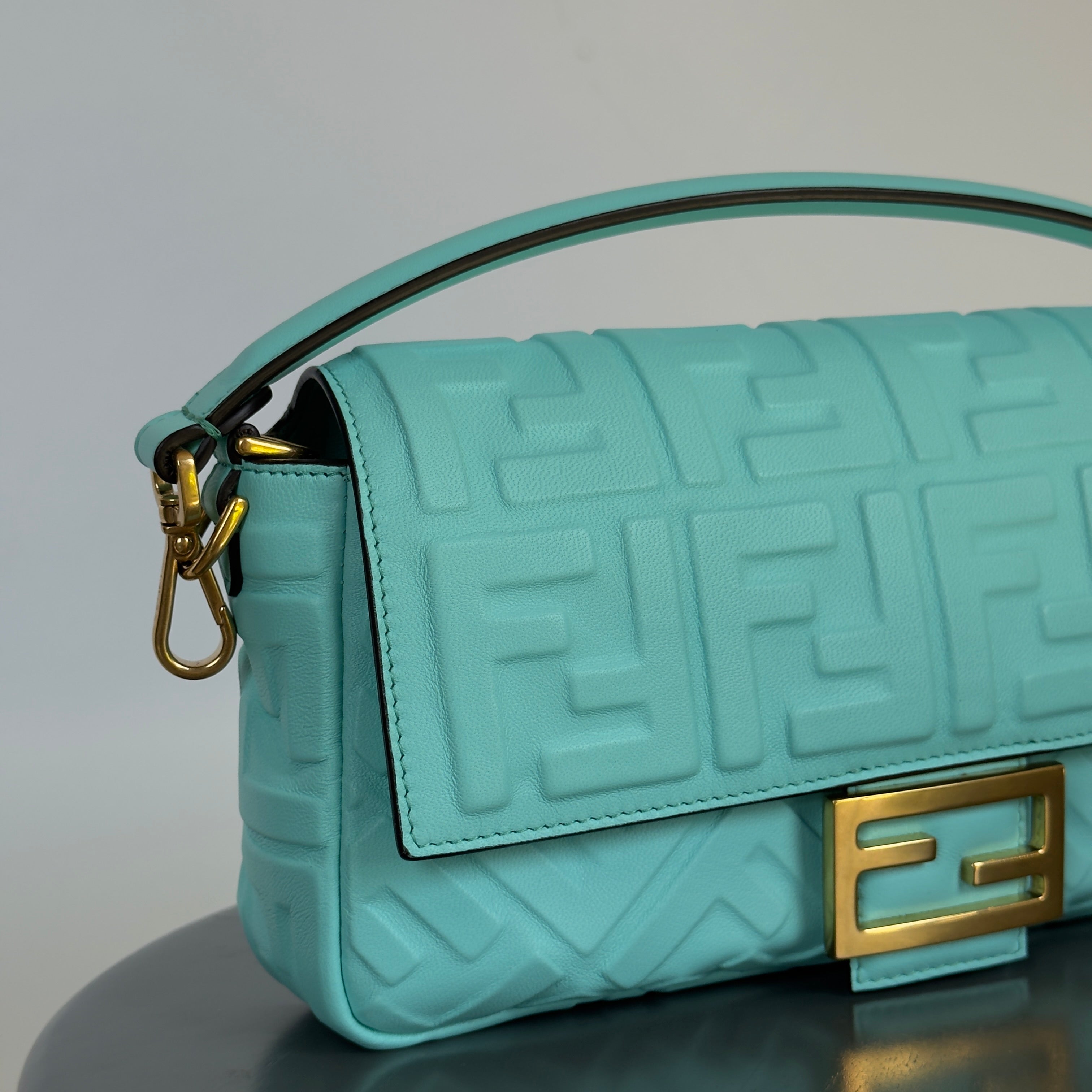 Fendi Nappa FF Embossed Large Baguette Tiffany - Queen May