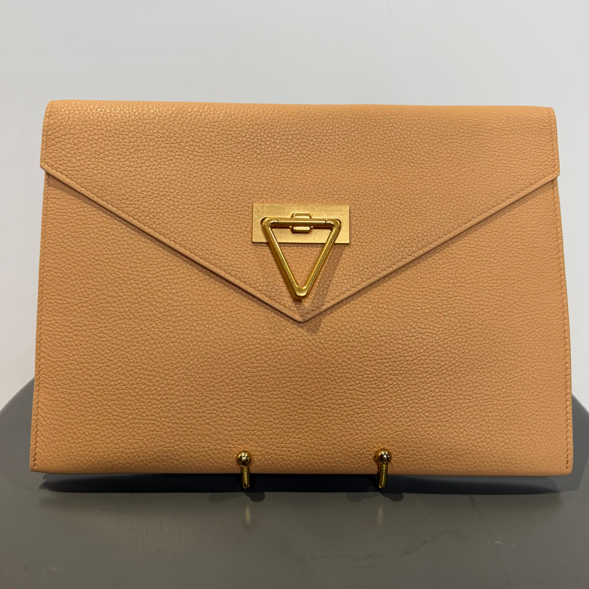 Bottega Veneta Grained Leather Clutch Tan