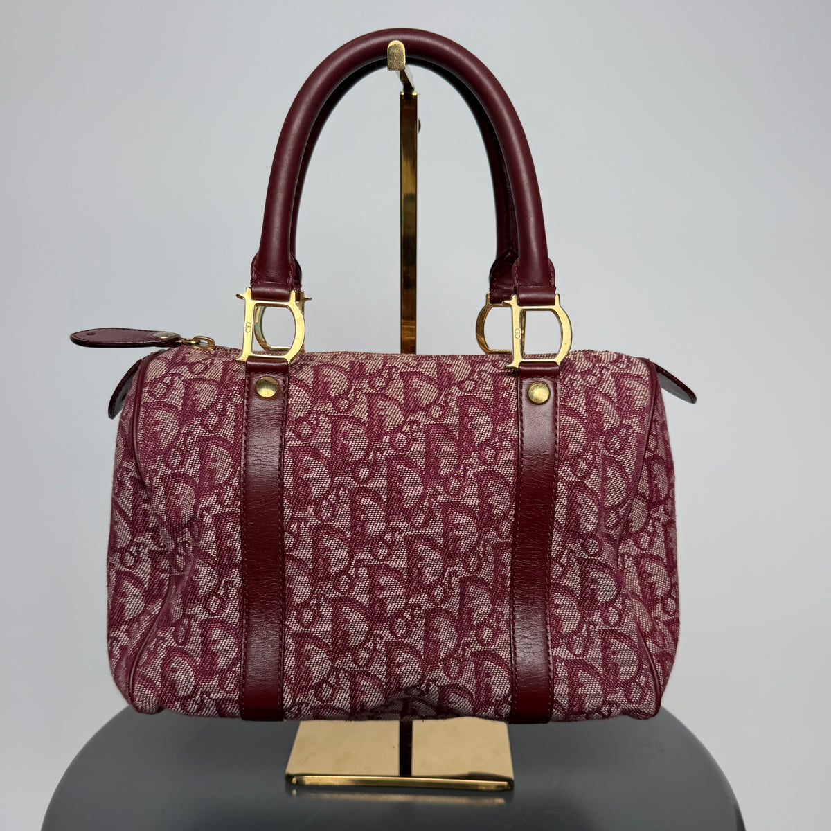 Christian Dior Monogram Boston Bag Red