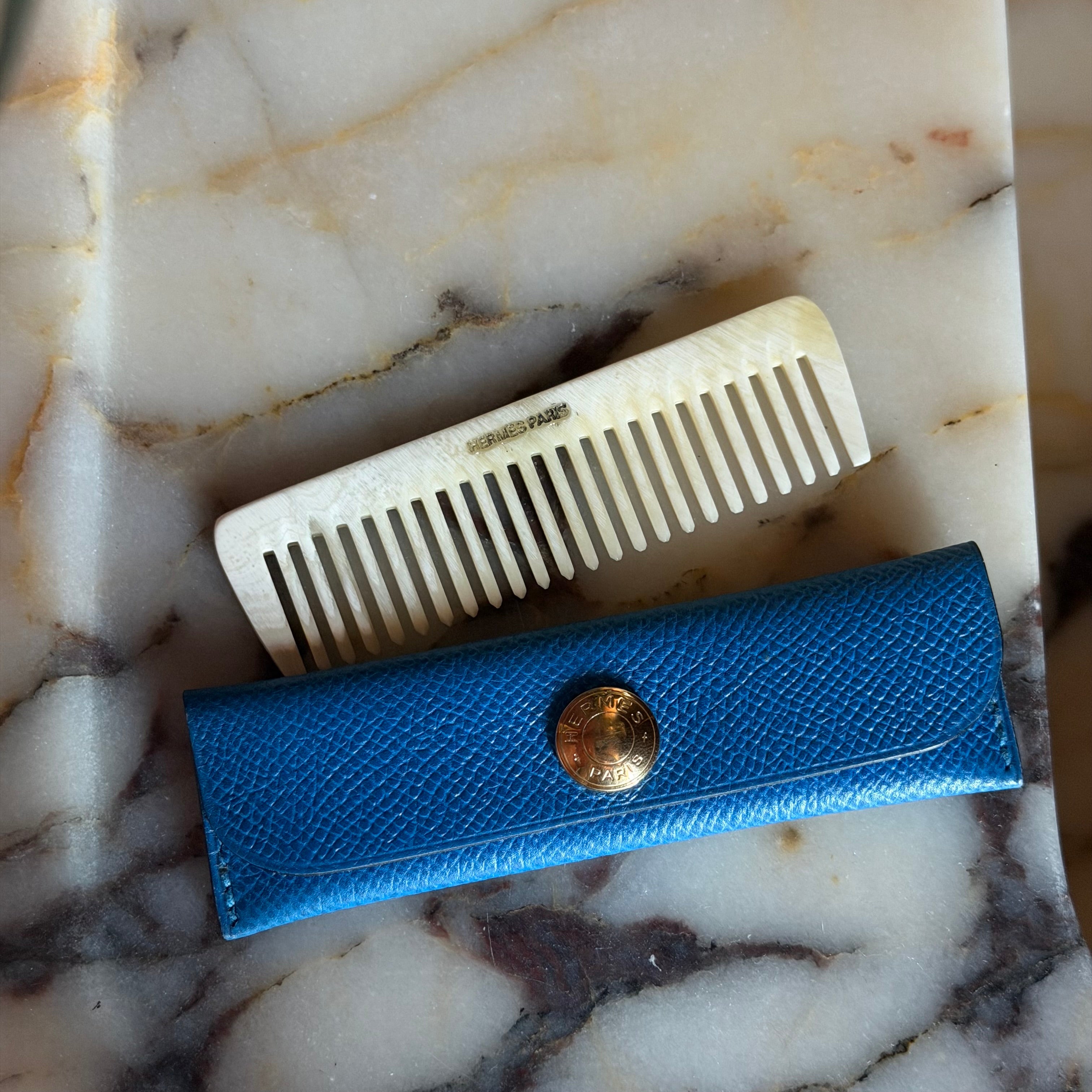 Hermes Buffalo Horn Comb and Case