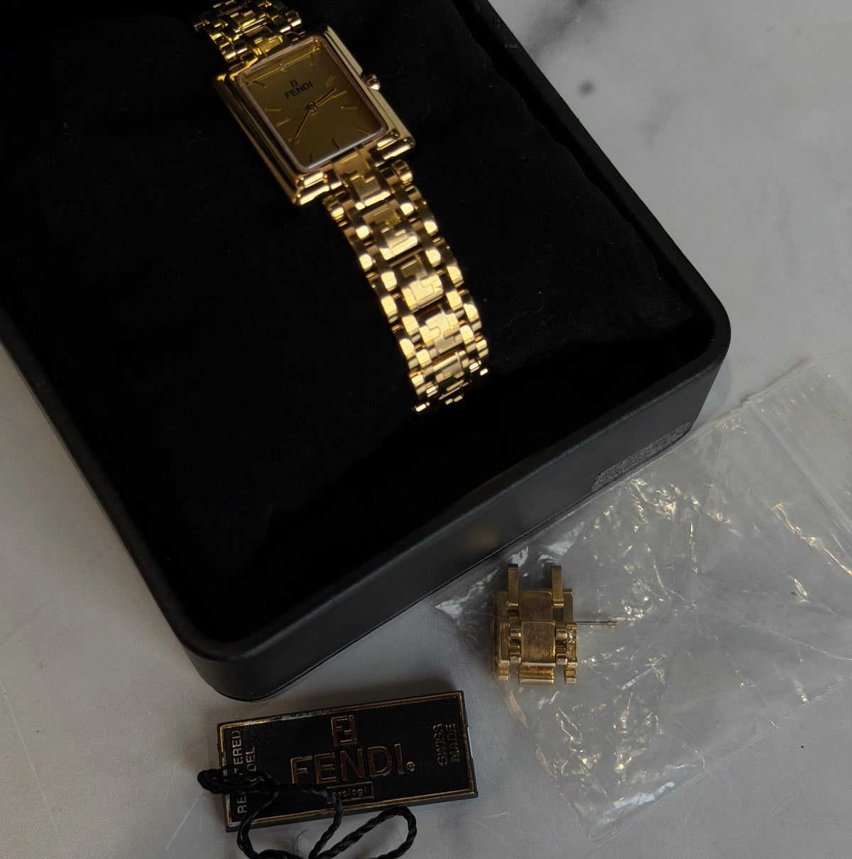 Fendi 730L Classic Rectangular Gold Plated Watch - Queen May