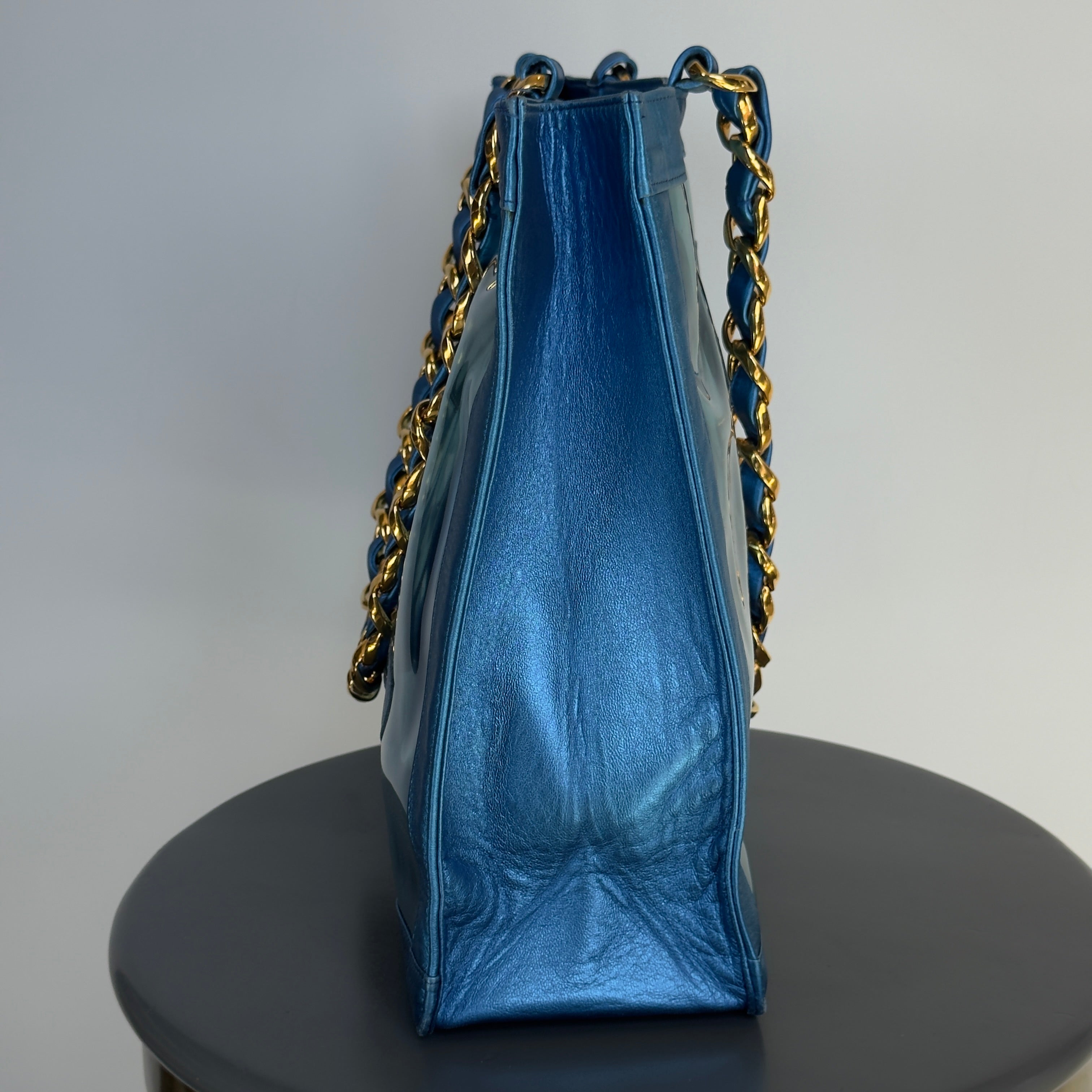 Vintage Chanel PVC CC Tote Blue 1994-1996 - Queen May