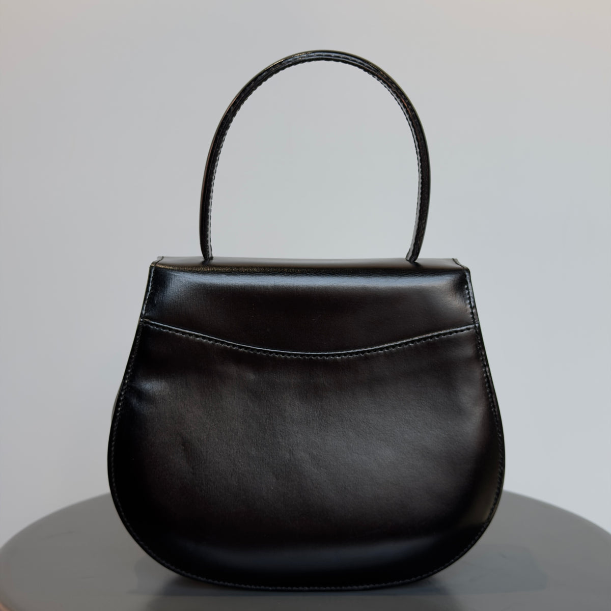 Vintage Celine Black Leather Top Handle Bag