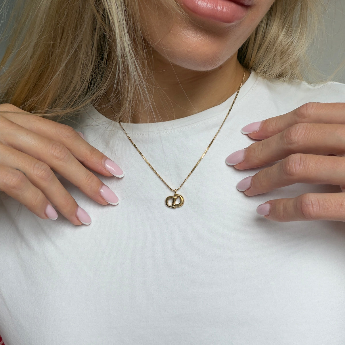 Vintage Christian Dior Rounded Logo Necklace