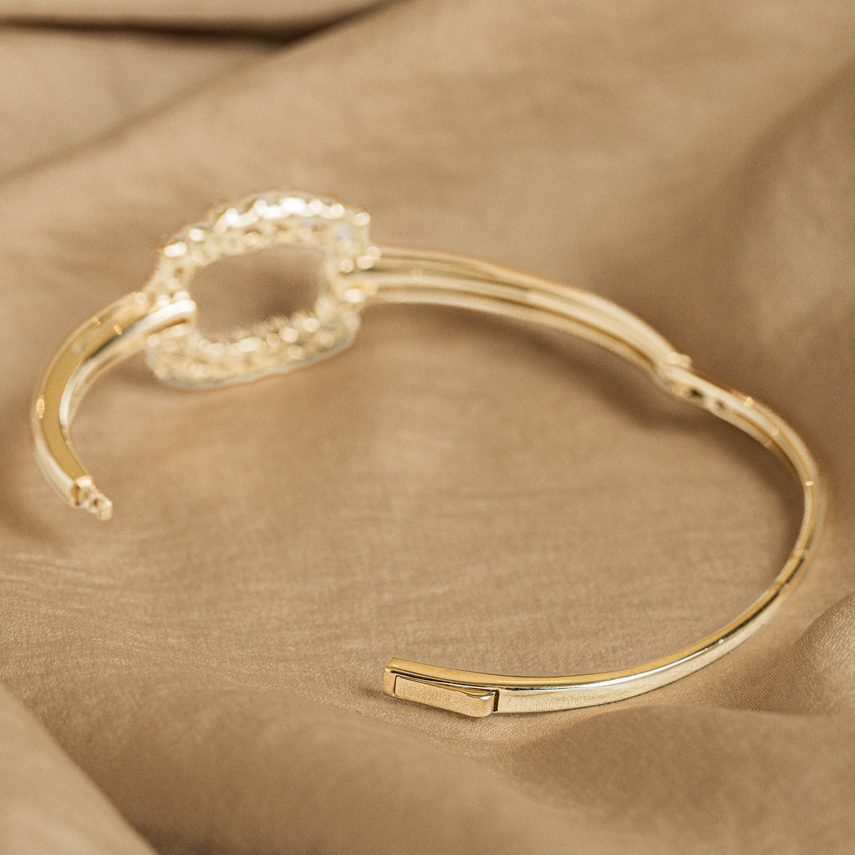 14K Yellow Gold 1 Carat Total Weight Scattered Diamond Bangle - Queen May