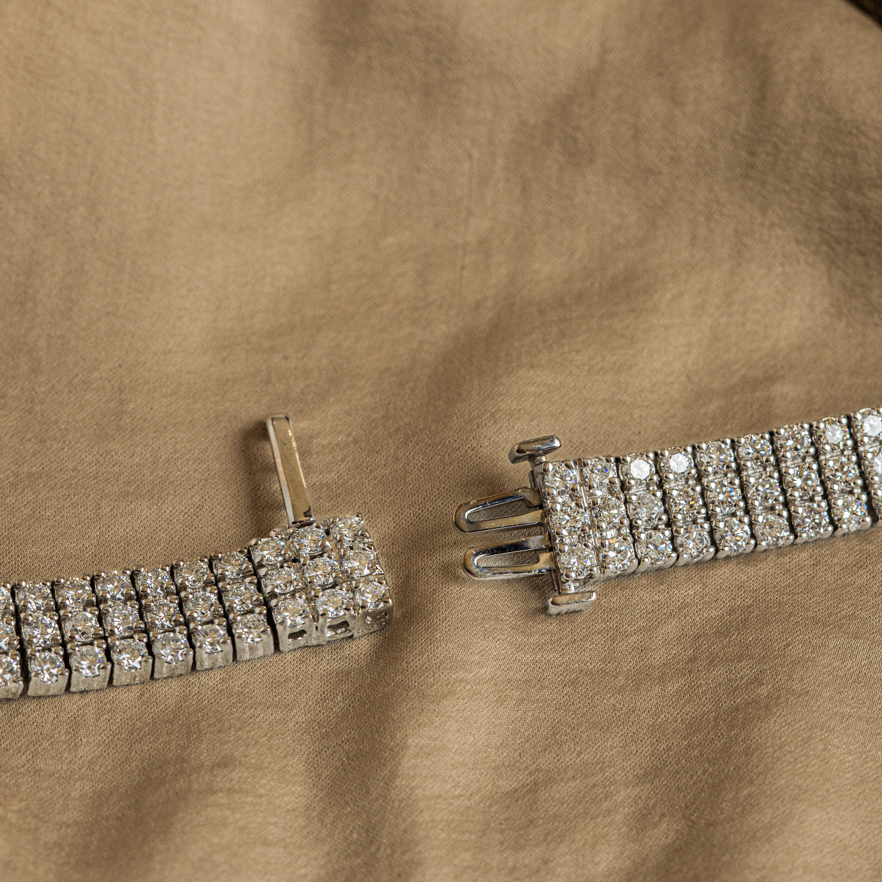 18K White Gold 24 Carat Total Weight Diamond Pave Tennis Necklace - Queen May