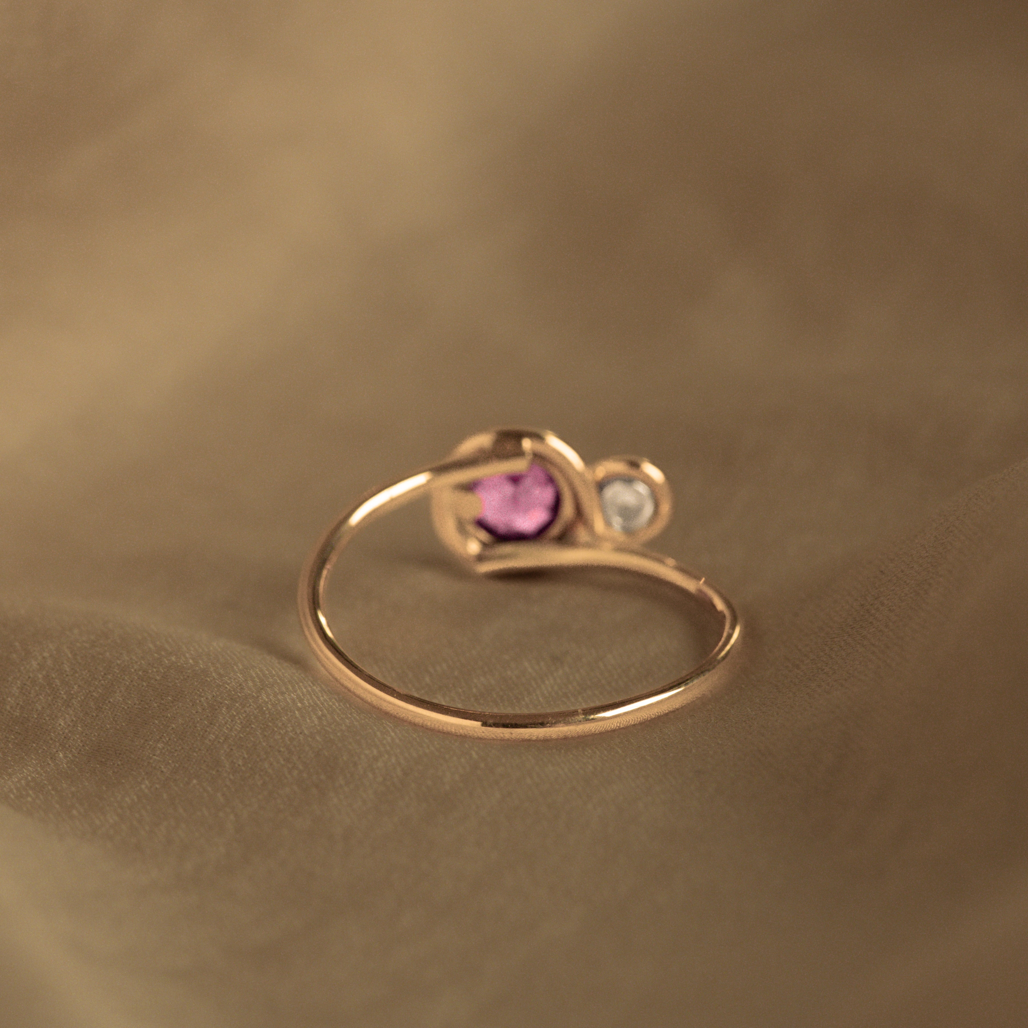 Victorian 14K Yellow Gold Amethyst Diamond Bezel Stick Pin Conversion Ring - Queen May