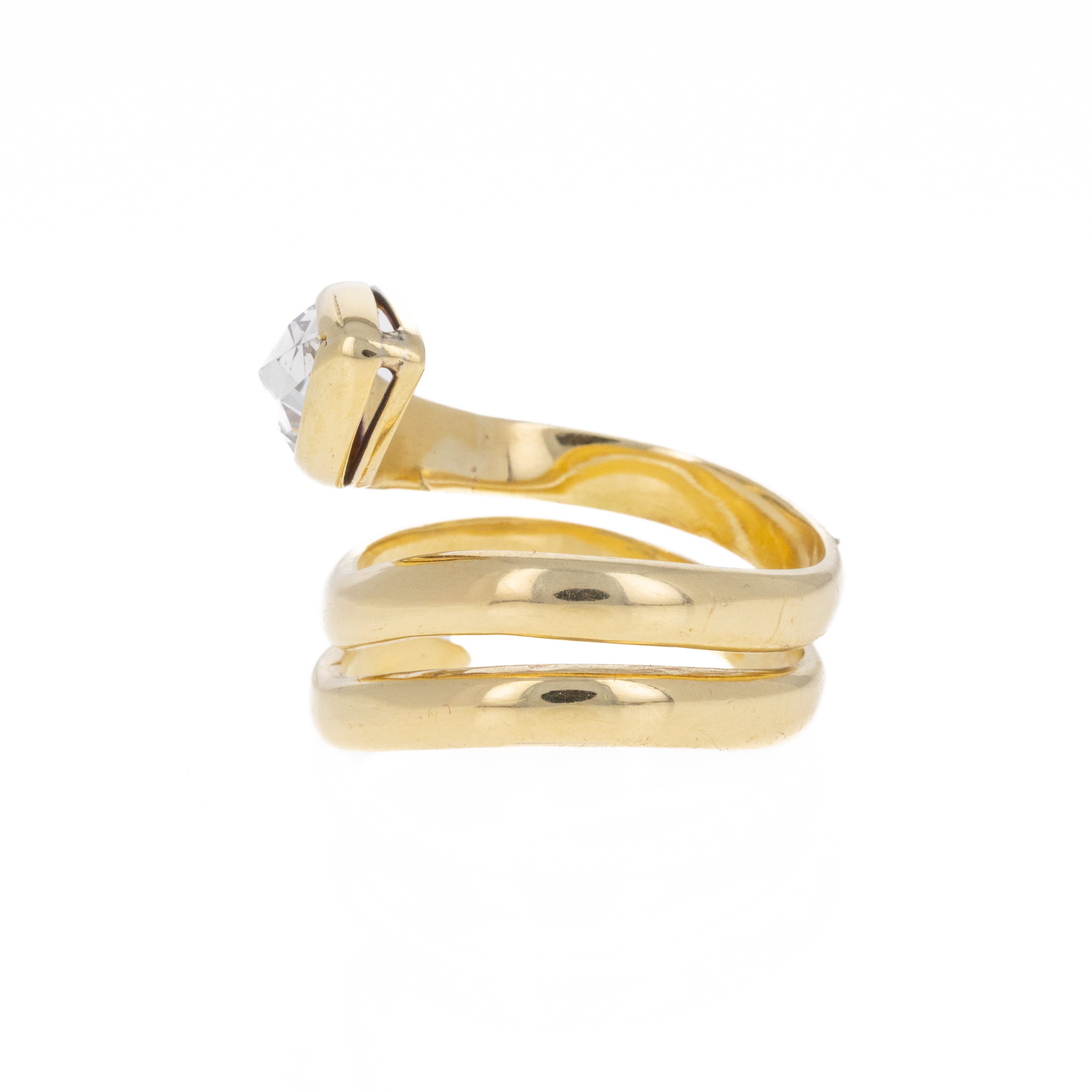 Victorian 1.15 Carat Pear Rose Cut Diamond Snake Ring - Queen May