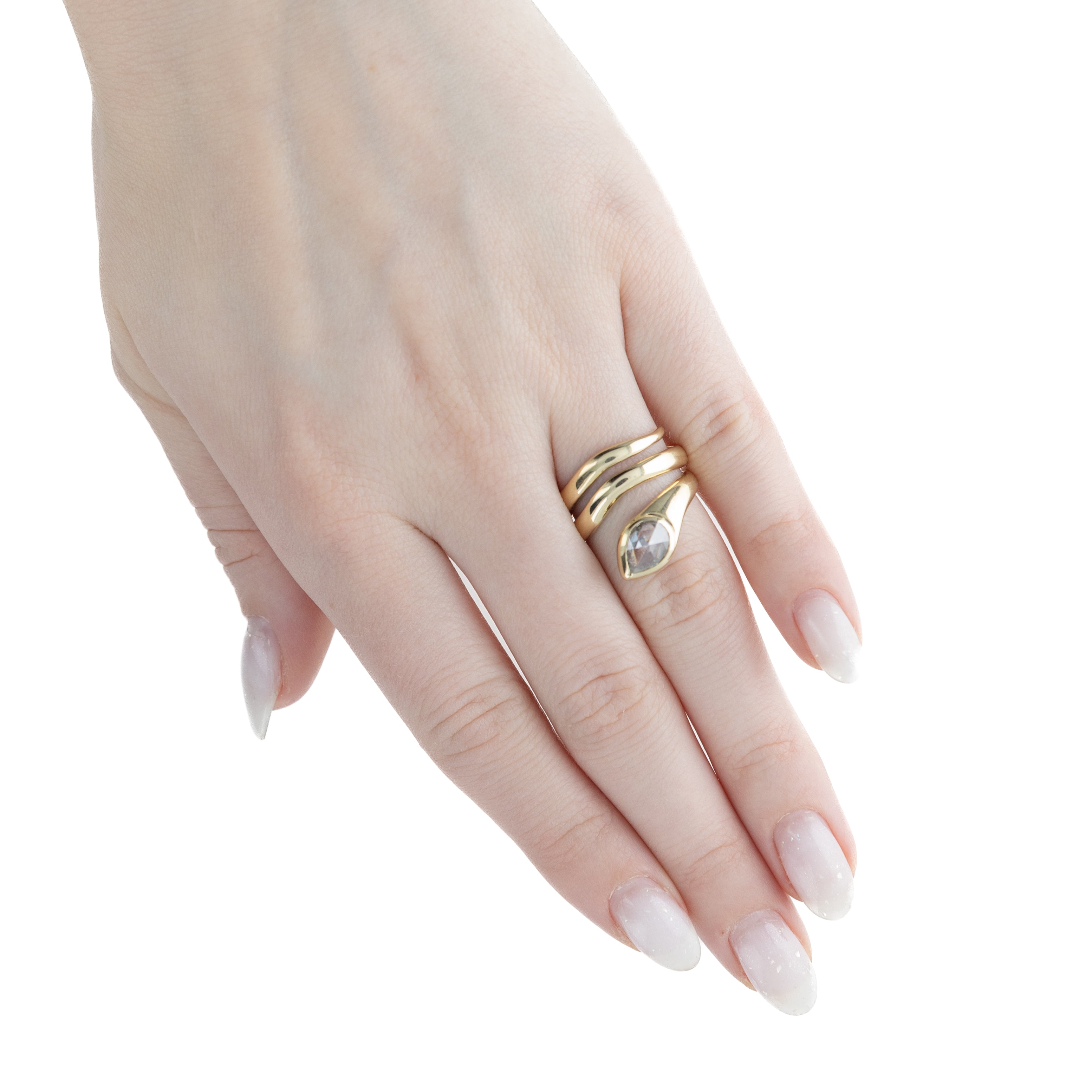 Victorian 1.15 Carat Pear Rose Cut Diamond Snake Ring - Queen May