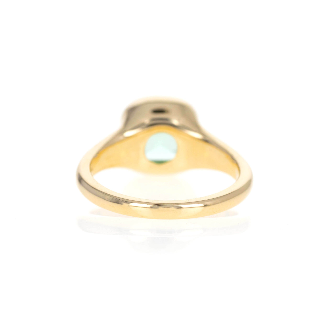 2.32 Carat Cushion Seafoam Green Tourmaline Bezel Ring - Queen May