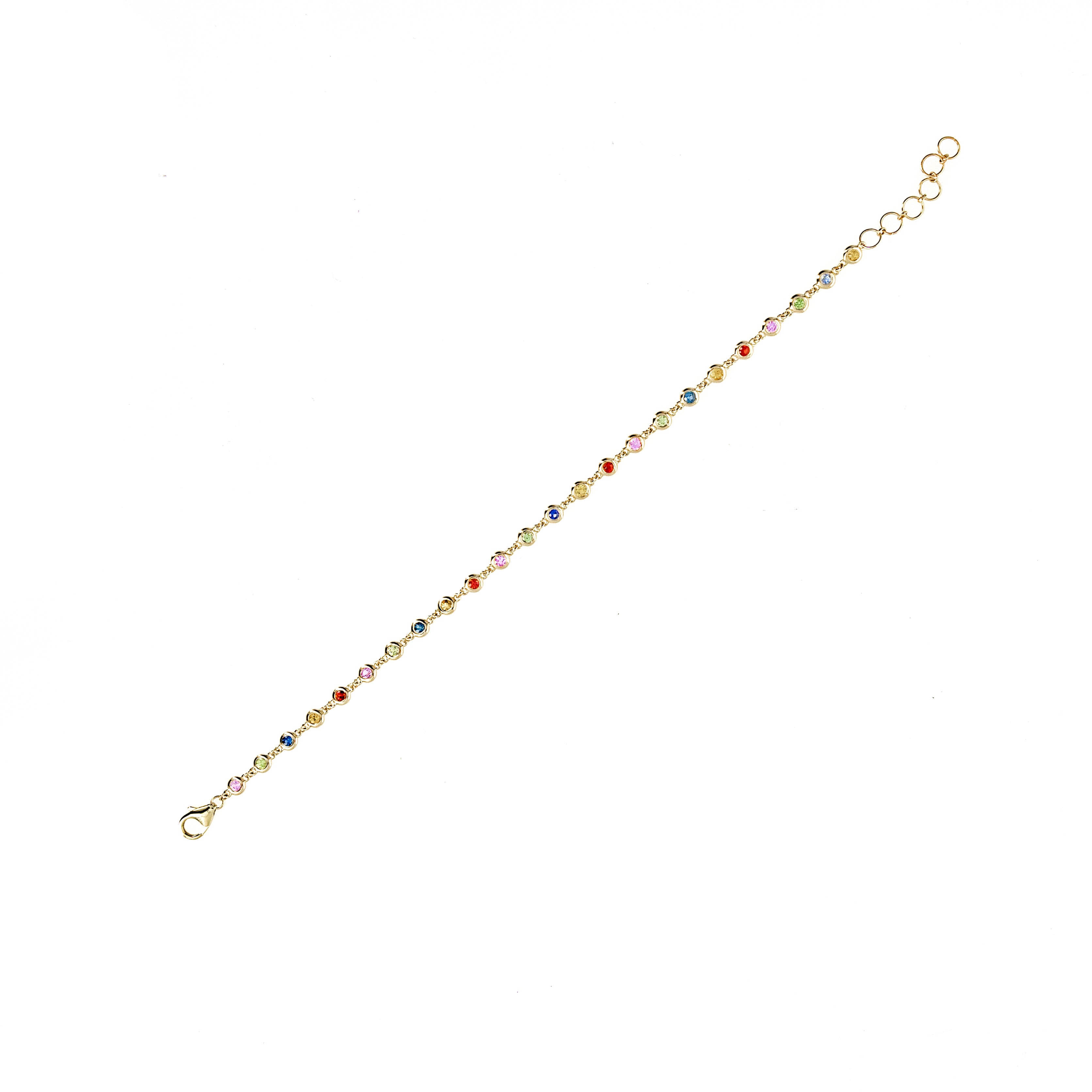 14K Yellow Gold Multicolor Sapphire Bezel Bracelet - Queen May