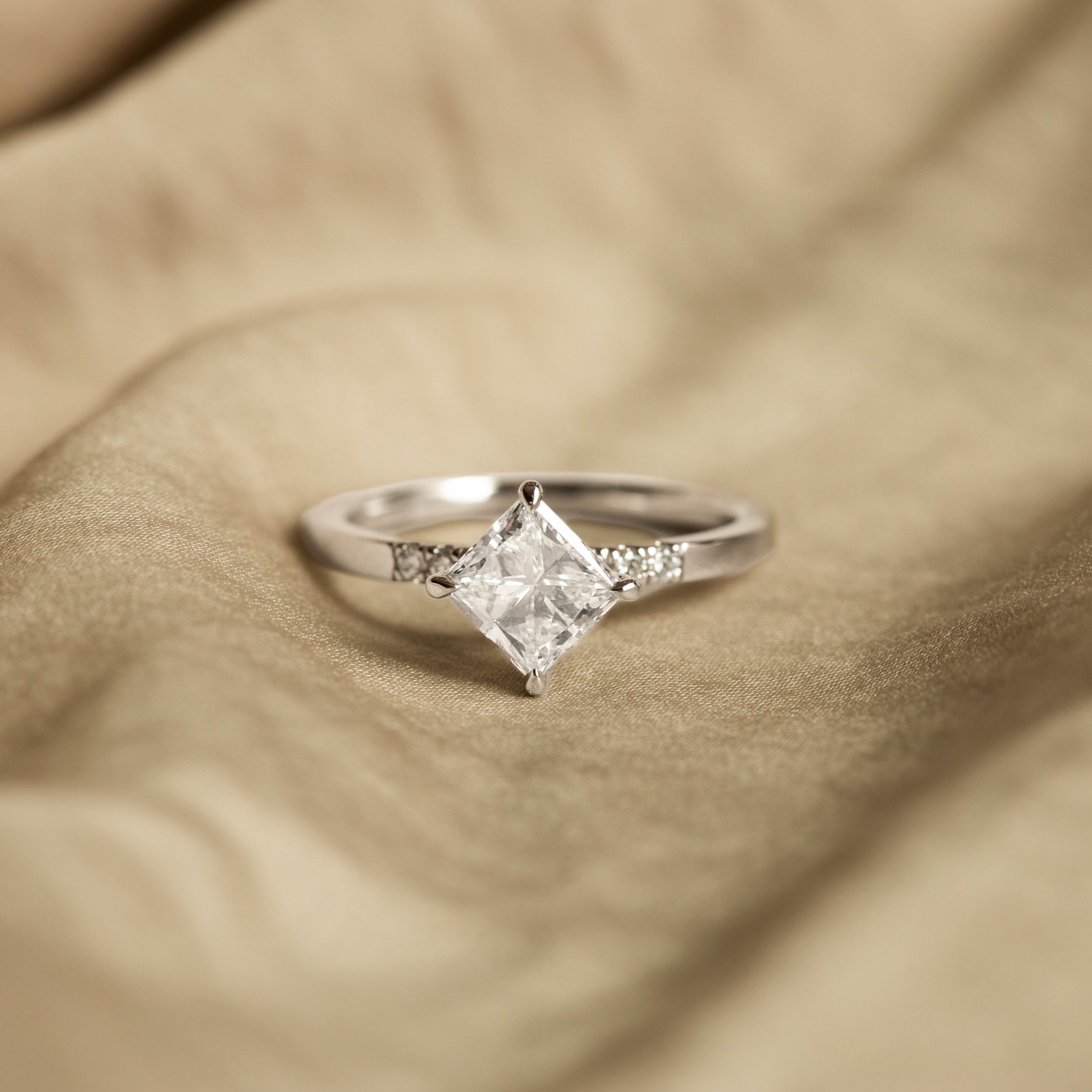 1.20 Carat Princess Diamond Engagement Ring in Platinum - Queen May