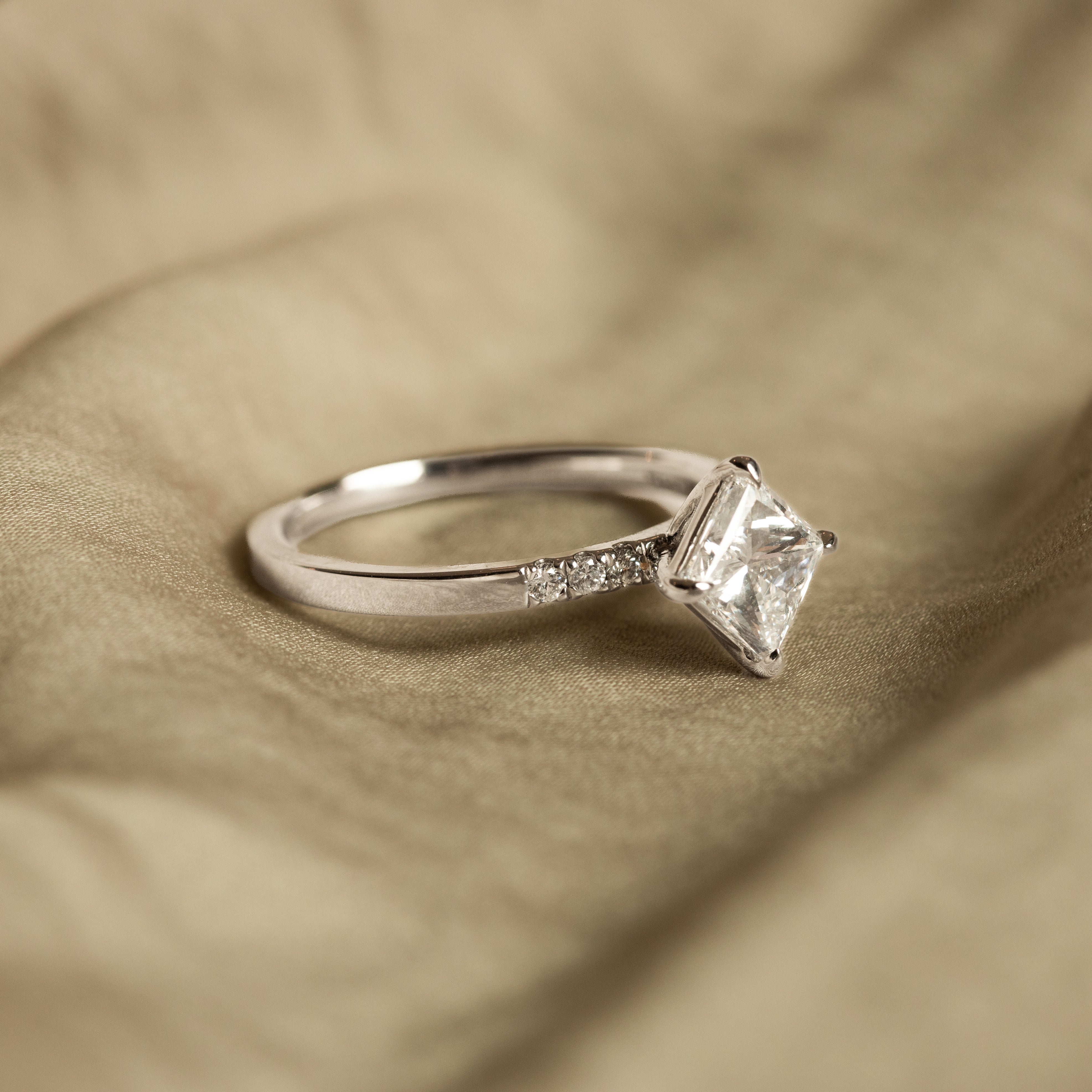 1.20 Carat Princess Diamond Engagement Ring in Platinum - Queen May